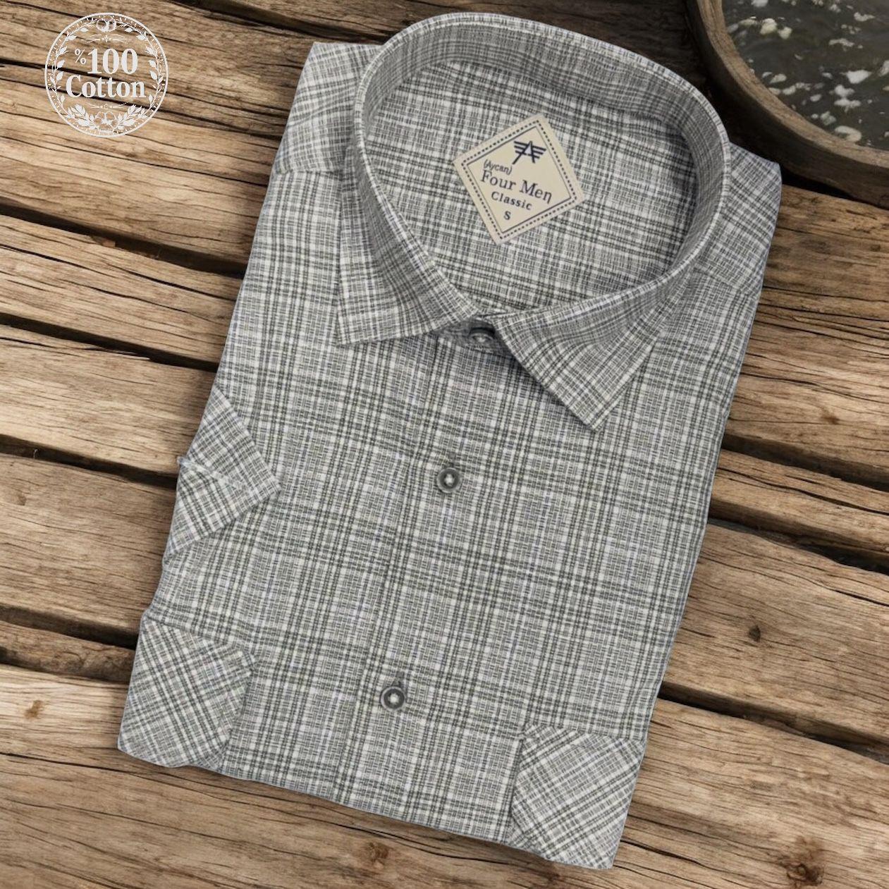 Linen Keten Klasik %100 Cotton Kısa Kollu Terletmeyen İki Cepli Kapaklı Beyaz Gömlek (Regular Kalıp)