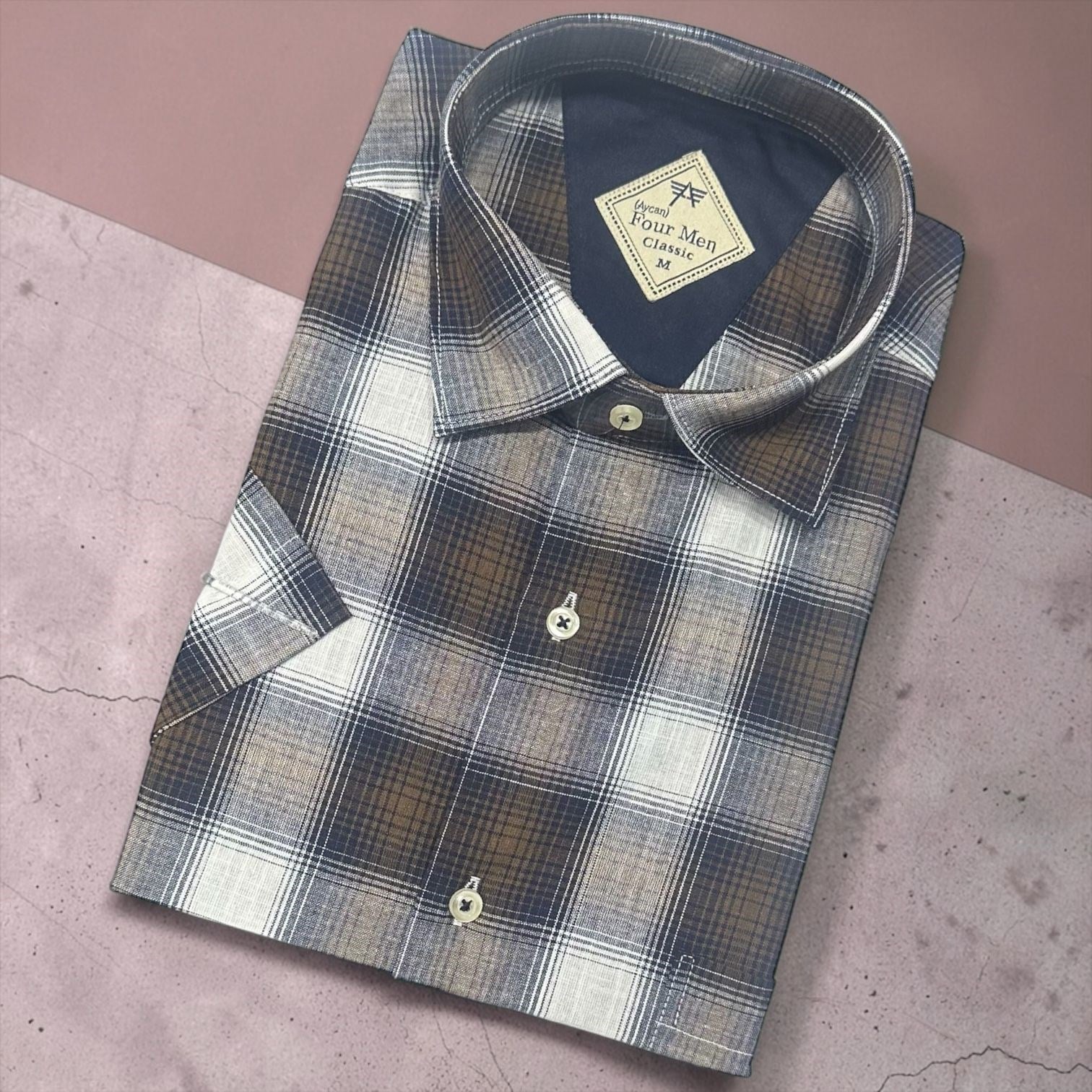 Linen Keten Klasik %100 Cotton Kısa Kollu Terletmeyen Gömlek 