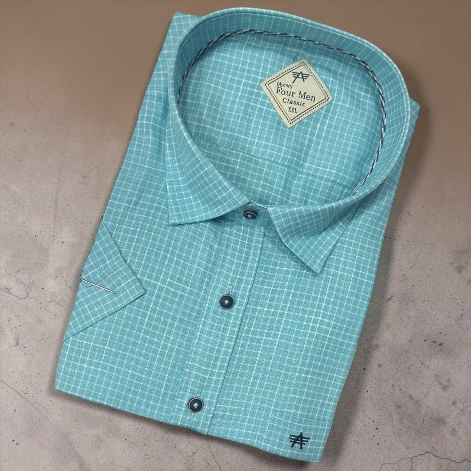 Linen Keten Klasik %100 Cotton Kısa Kollu Terletmeyen Gömlek 