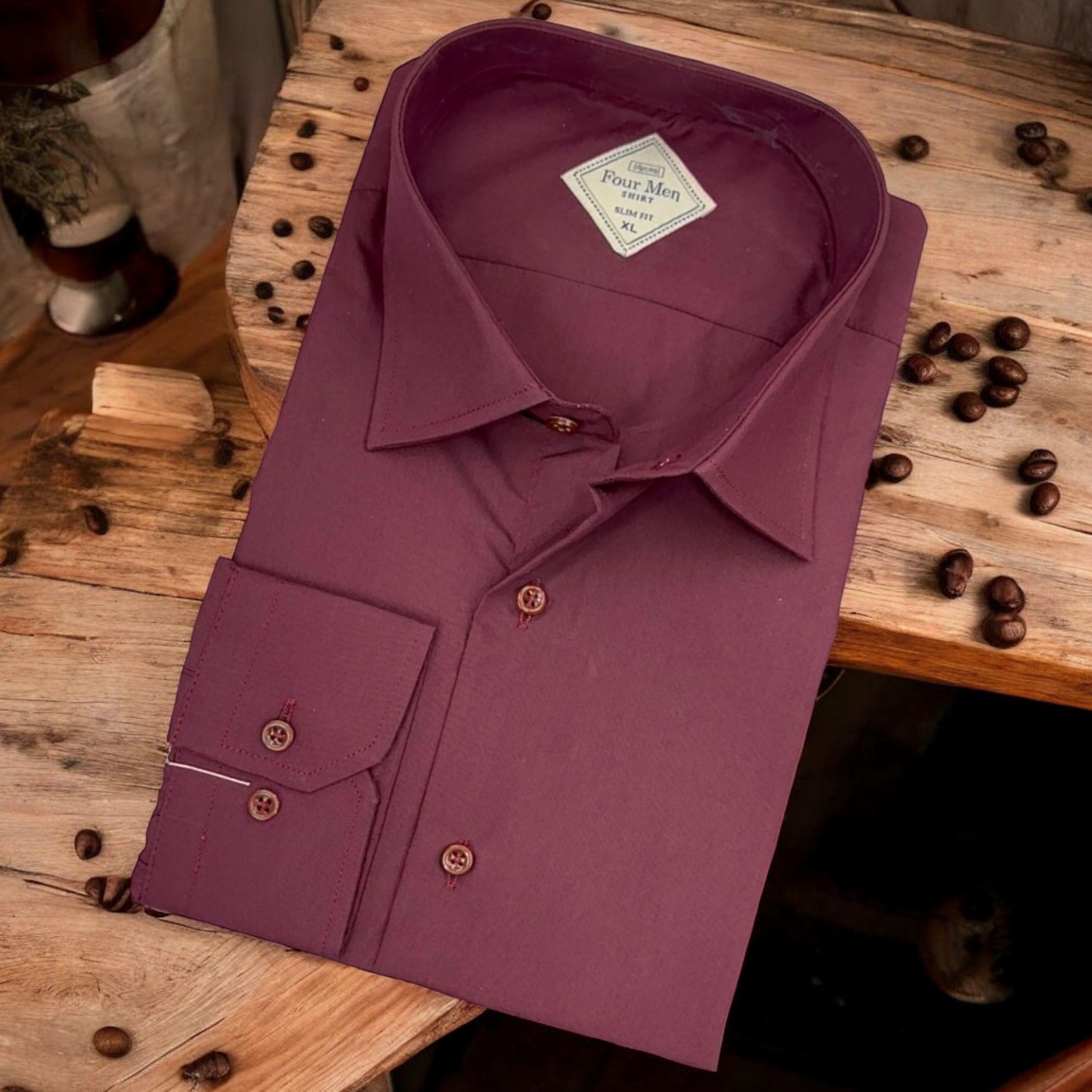 Linen Keten Klasik %100 Cotton Uzun Kollu Terletmeyen Kırmızı Gömlek (Regular Kalıp)