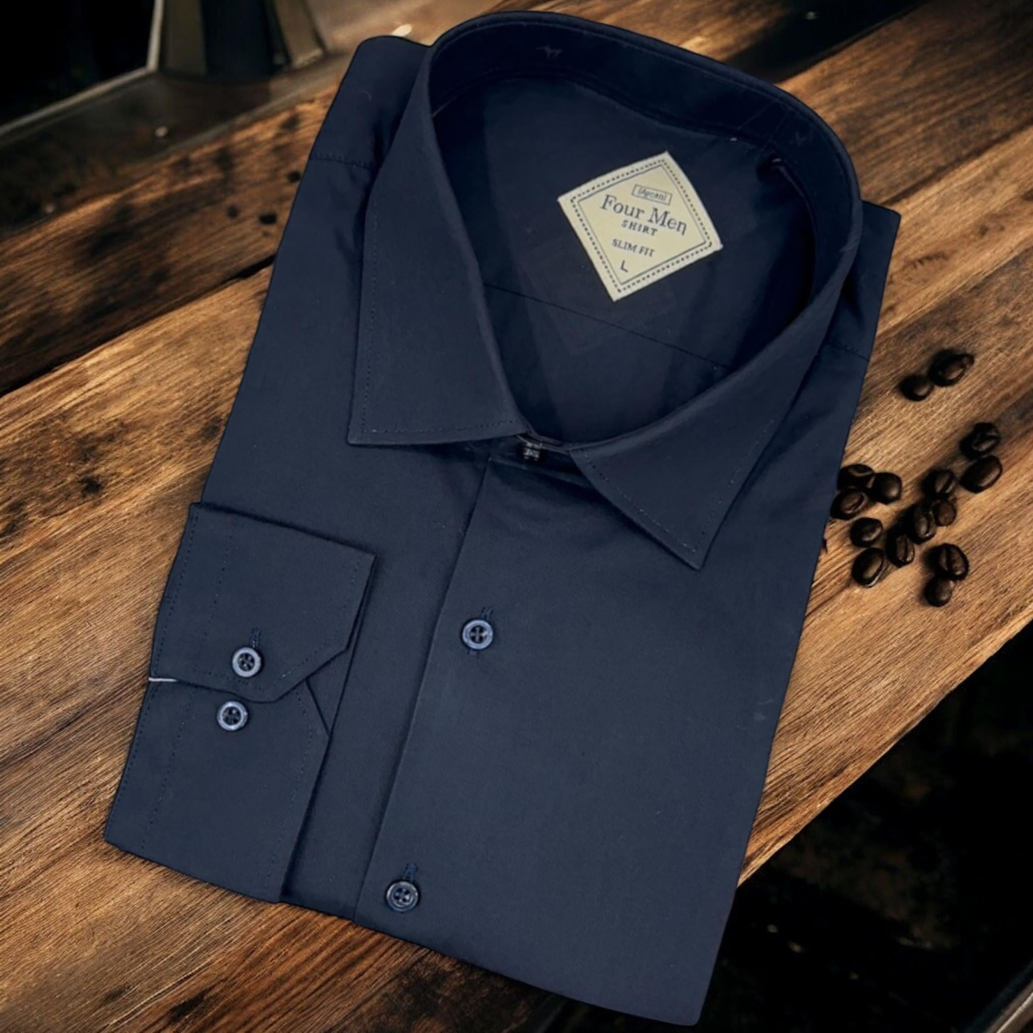 Linen Keten Klasik %100 Cotton Uzun Kollu Terletmeyen Lacivert Gömlek (Regular Kalıp)