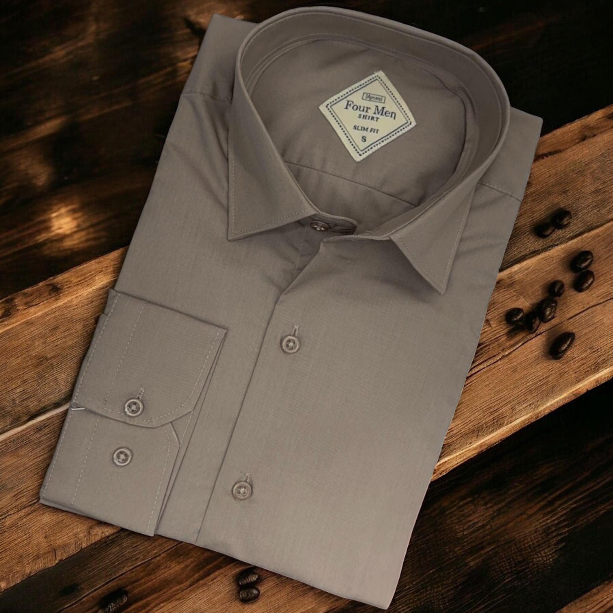 Linen Keten Klasik %100 Cotton Uzun Kollu Slim-Fit  Terletmeyen Kahverengi Gömlek (Regular Kalıp)