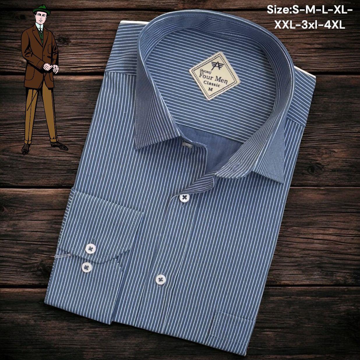 Linen Keten Klasik %100 Cotton Uzun Kollu Terletmeyen Tek Cepli Kapaklı Mavi Gömlek (Regular Kalıp)