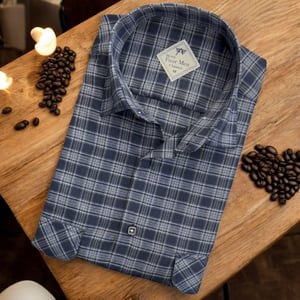 Linen Keten Klasik Uzun Kollu İki Cepli Kapaklı Mavi Baba Gömleği (Regular Kalıp)