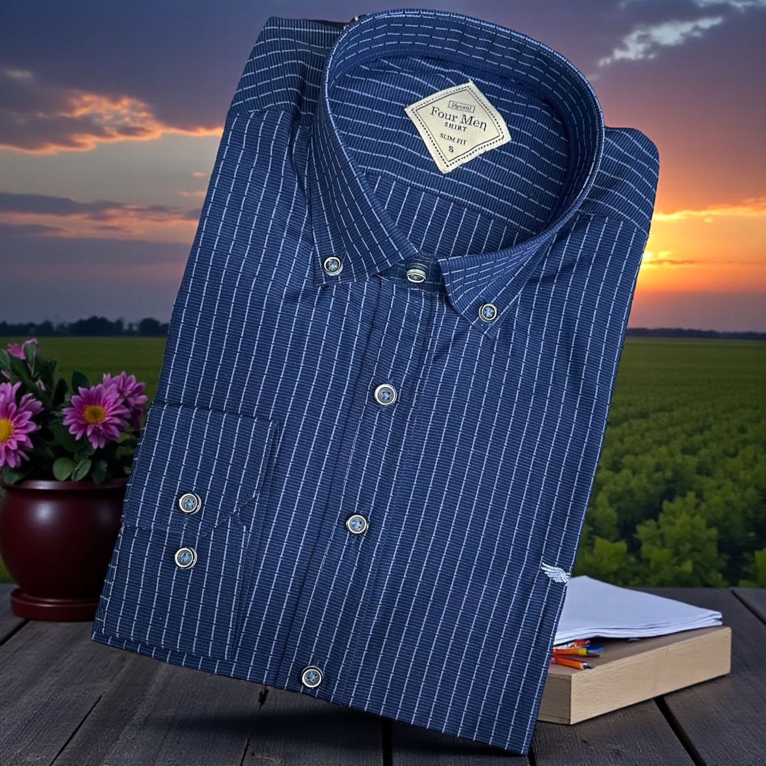 Linen Pamuklu Keten Slim Fit 4 Mevsim Giyilebilen Tek Cepli Gömlek