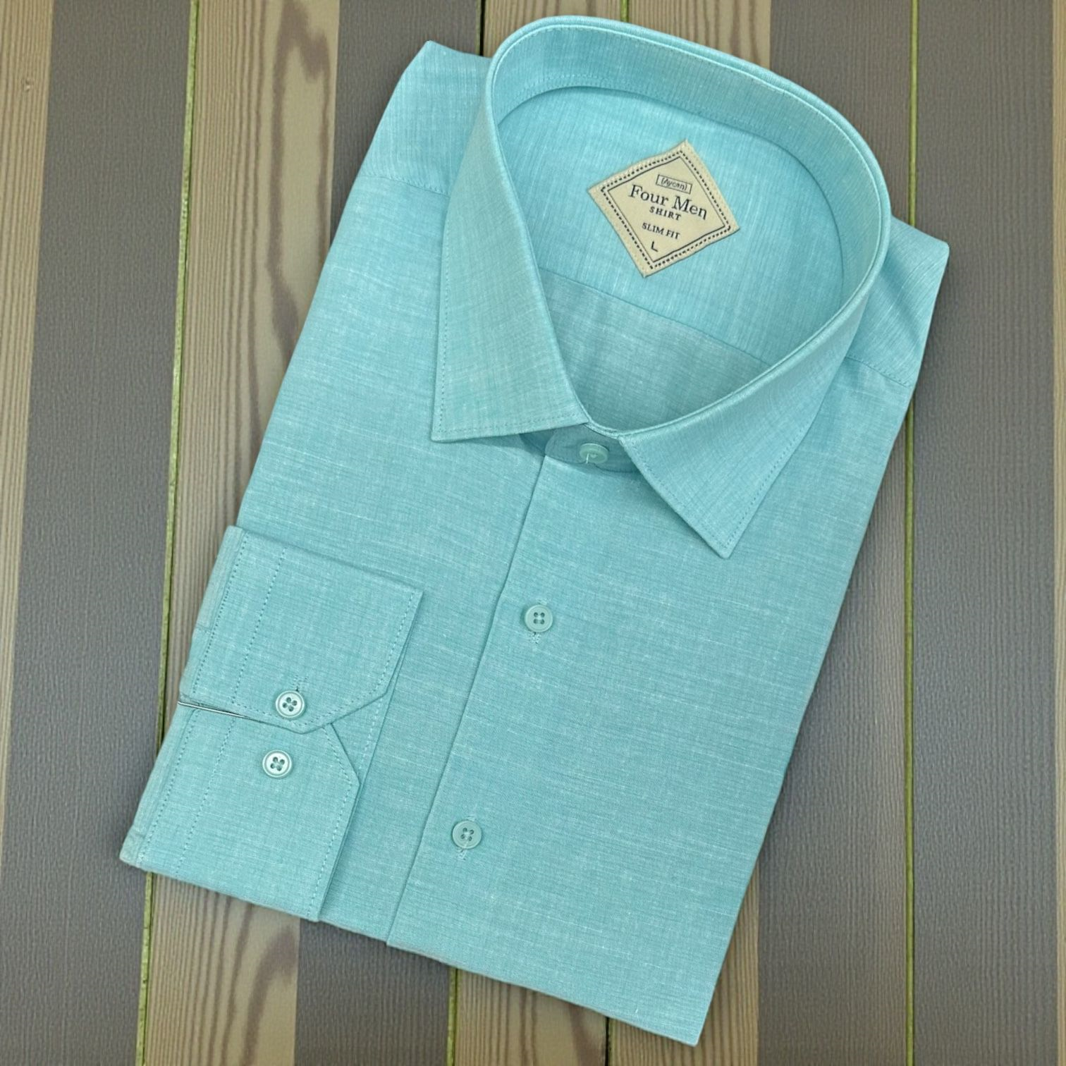 Linen Uzun Kol Pamuklu Yakası Gizli Düğmeli Gömlek (Slim Fit Kalıp)