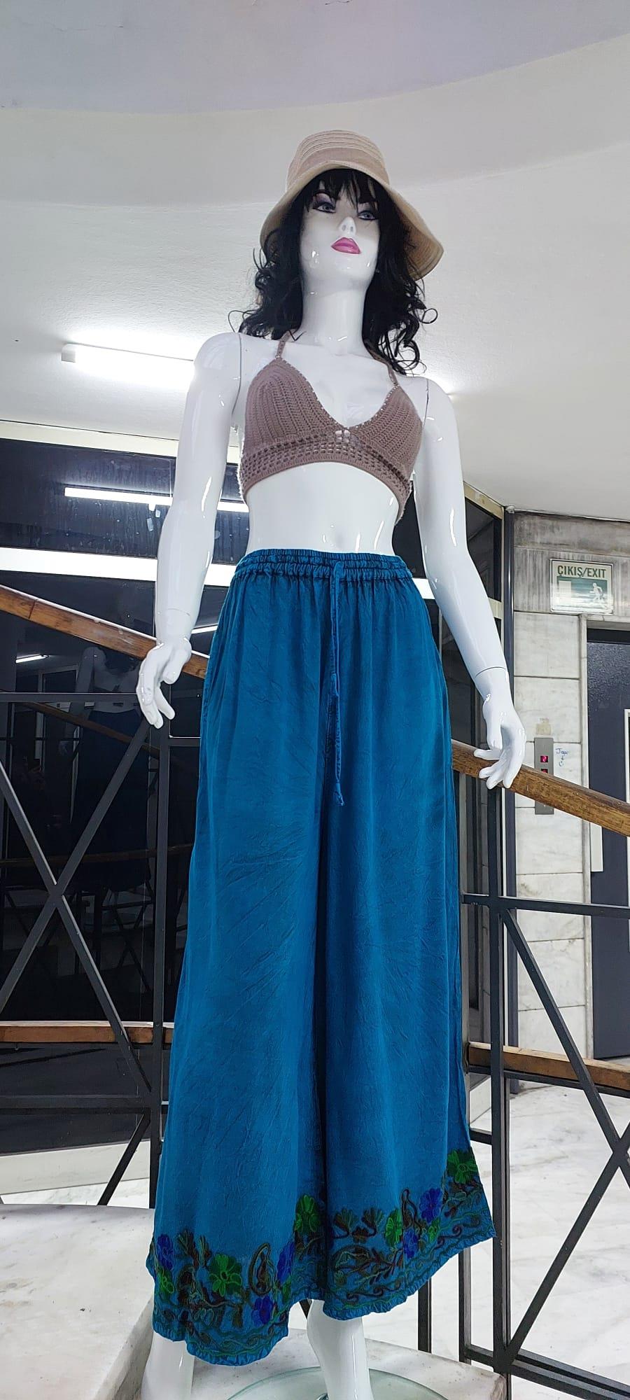 Otantik Nakış İşlemeli Harem Şalvar Lastikli  Pantolon