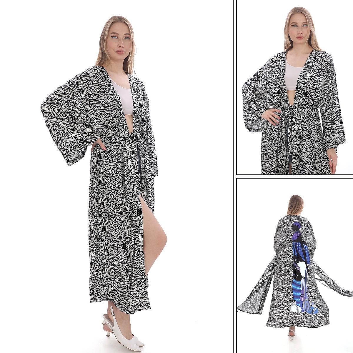 ÖZEL TASARIM FEMİNE BAĞLAMA DETAY BOHO KİMONO & KAFTAN