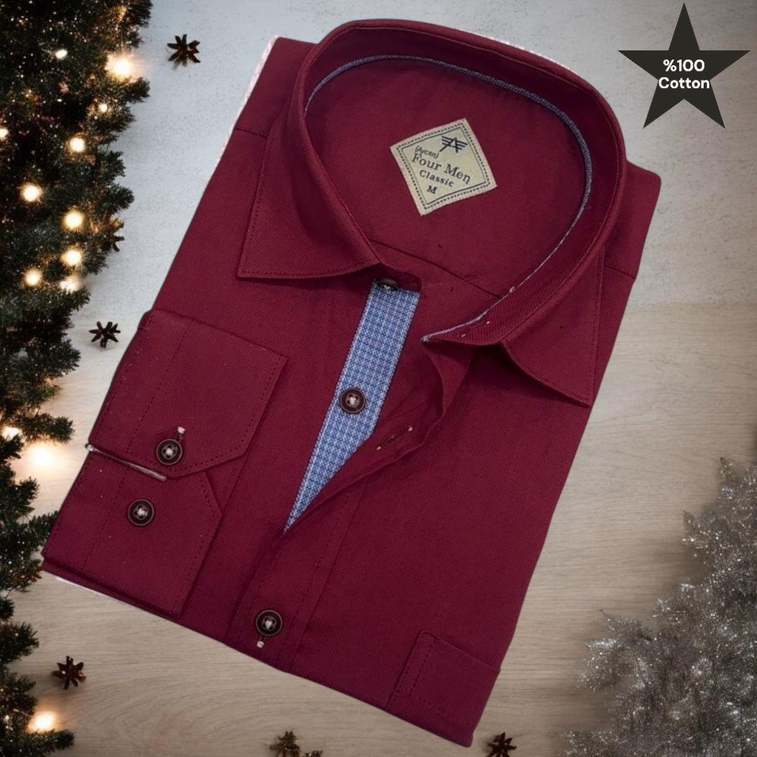 Pamuklu Oxford Uzun Kollu Unisex Gömlek (Slim Fit)