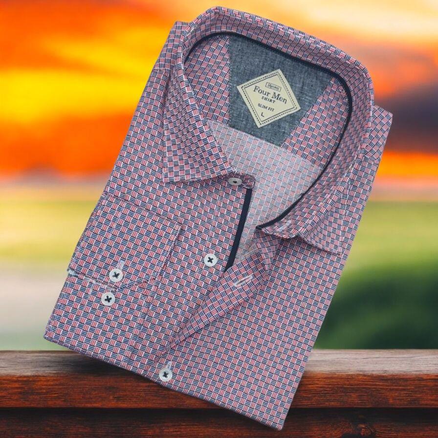 Pamuklu Pembe Uzun Kollu Erkek Gömlek (Slim Fit Kalıp)