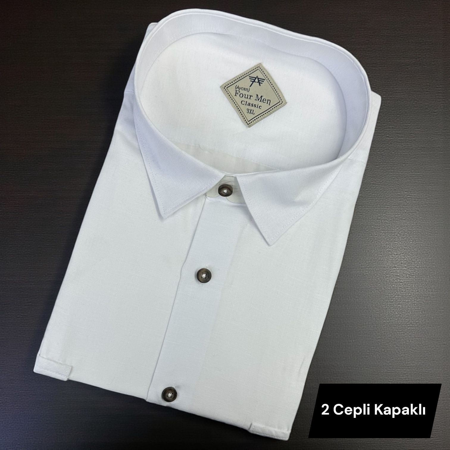 Pamuklu Uzun Kollu Çift Cepli Kapaklı Gömlek (Regular Kalıp)