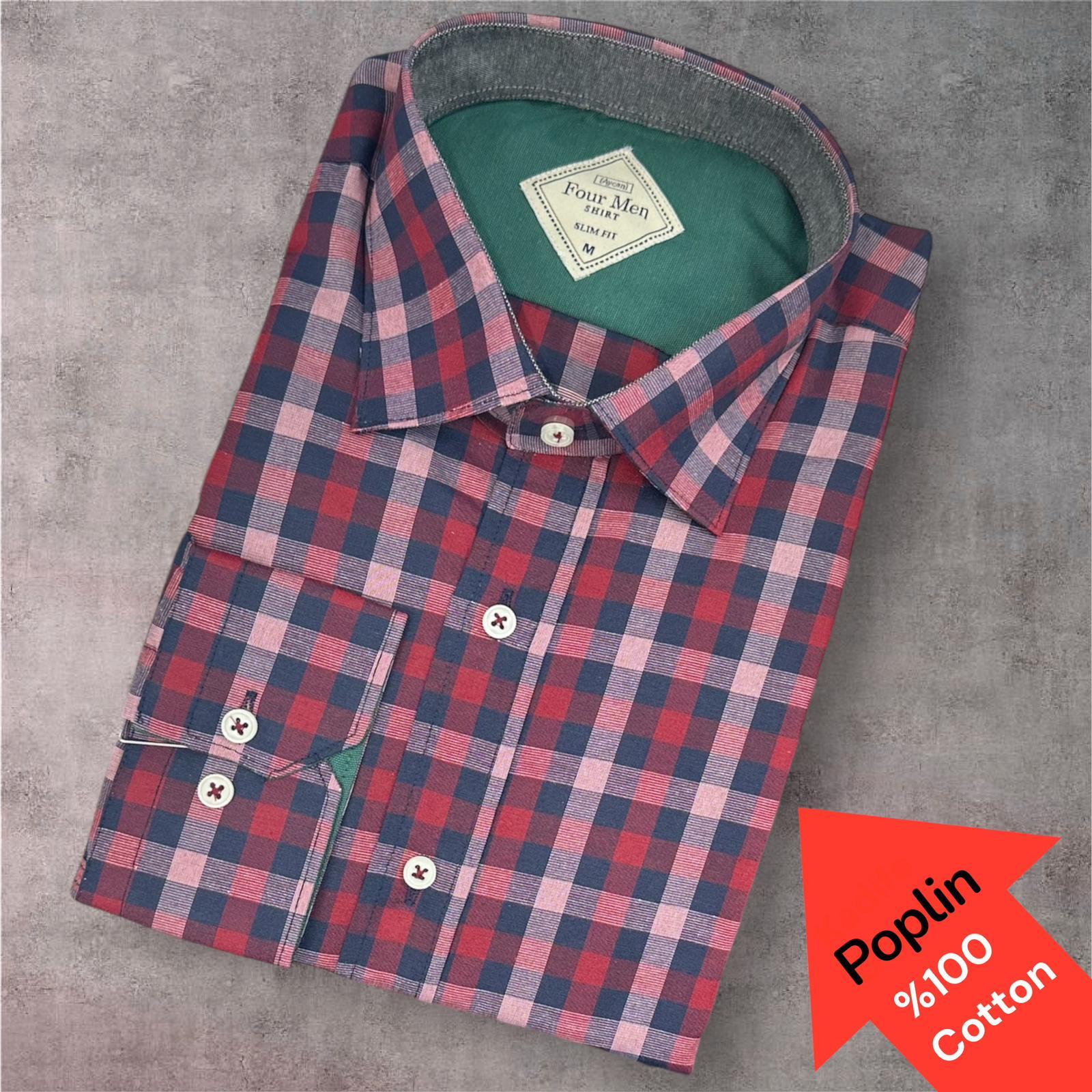 Poplin %100 Cotton Pamuklu Uzun Kollu Terletmeyen Gömlek (Slim Fit Kalıp)