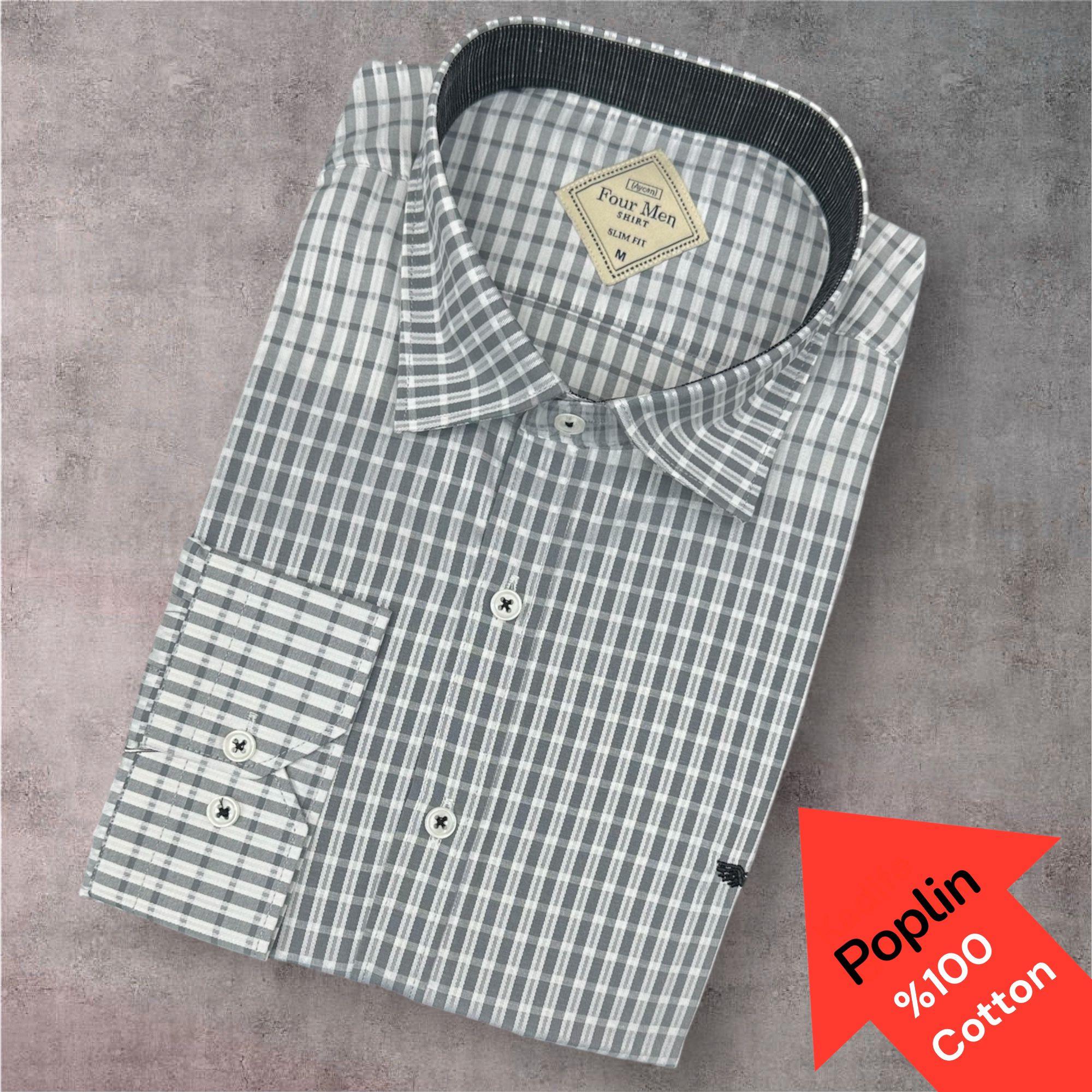 Poplin %100 Cotton Pamuklu Uzun Kollu Terletmeyen Gömlek (Slim Fit Kalıp)