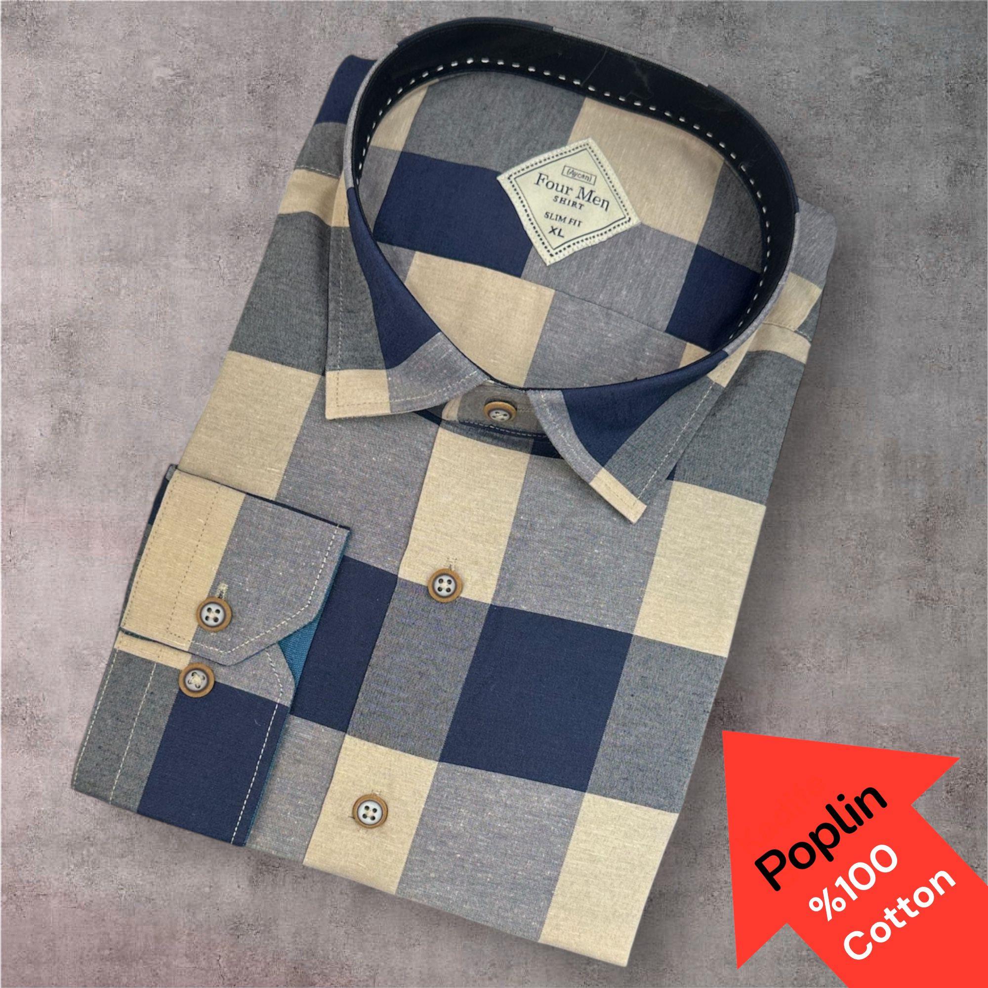 Poplin %100 Cotton Pamuklu Uzun Kollu Terletmeyen Gömlek (Slim Fit Kalıp)