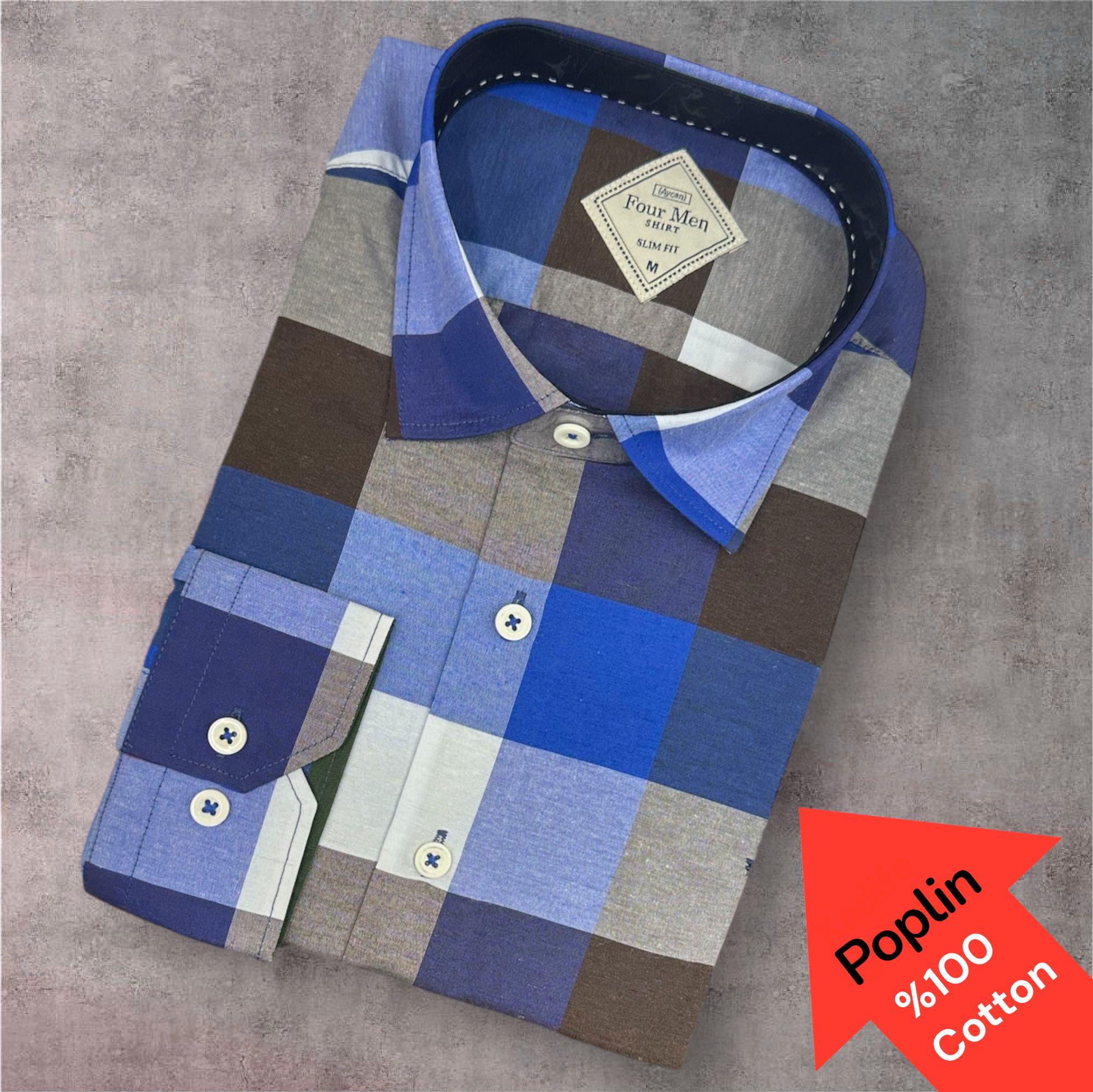 Poplin %100 Cotton Pamuklu Uzun Kollu Terletmeyen Gömlek (Slim Fit Kalıp)