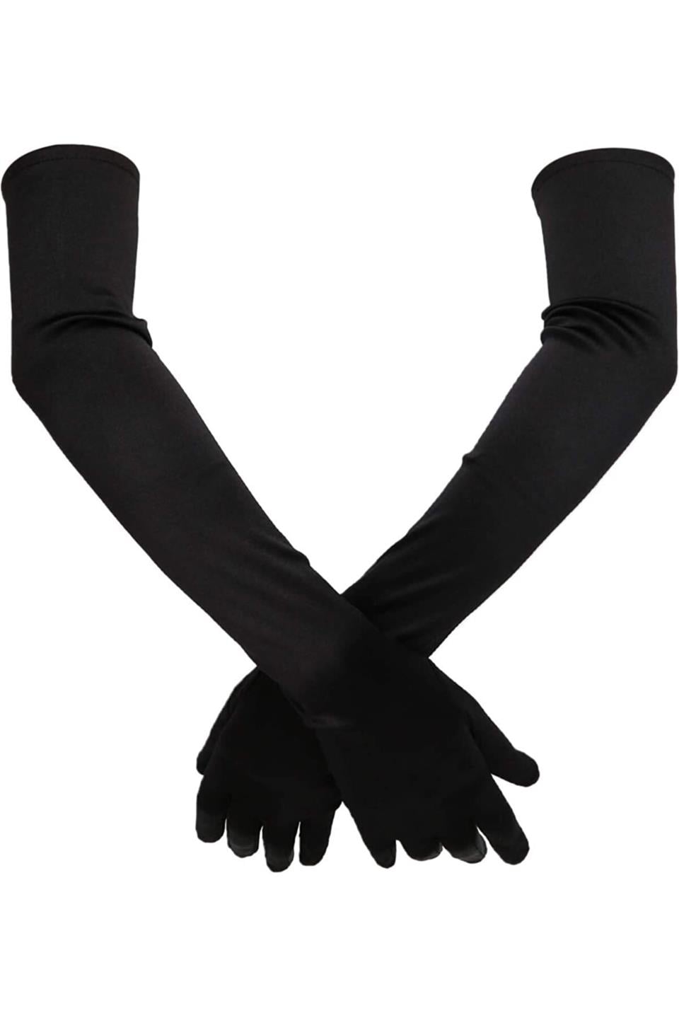 Saten Likrali Uzun Parmaklı Eldiven(58 CM-Dans & Opera Eldiveni)
