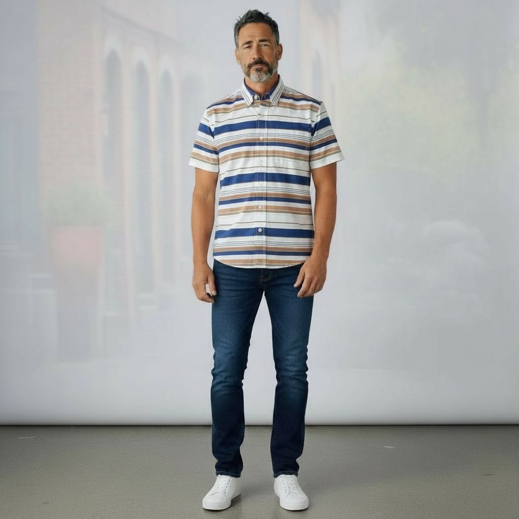 Slim Fit Pamuklu Kısa Kollu Cepsiz Gömlek (Slim Fit Kalıp)