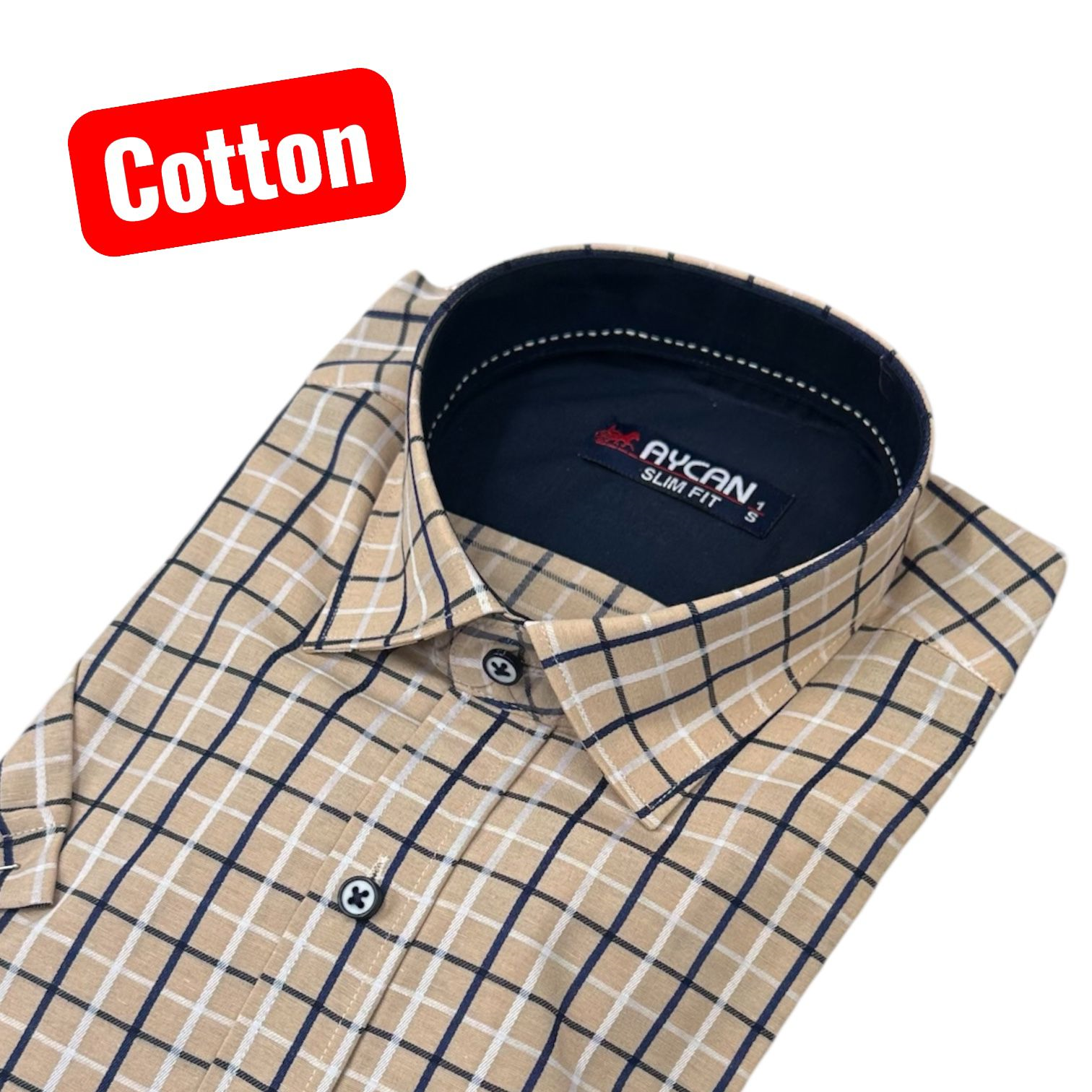 Slim Fit Pamuklu Kısa Kollu Cepsiz Gömlek (Slim Fit Kalıp)