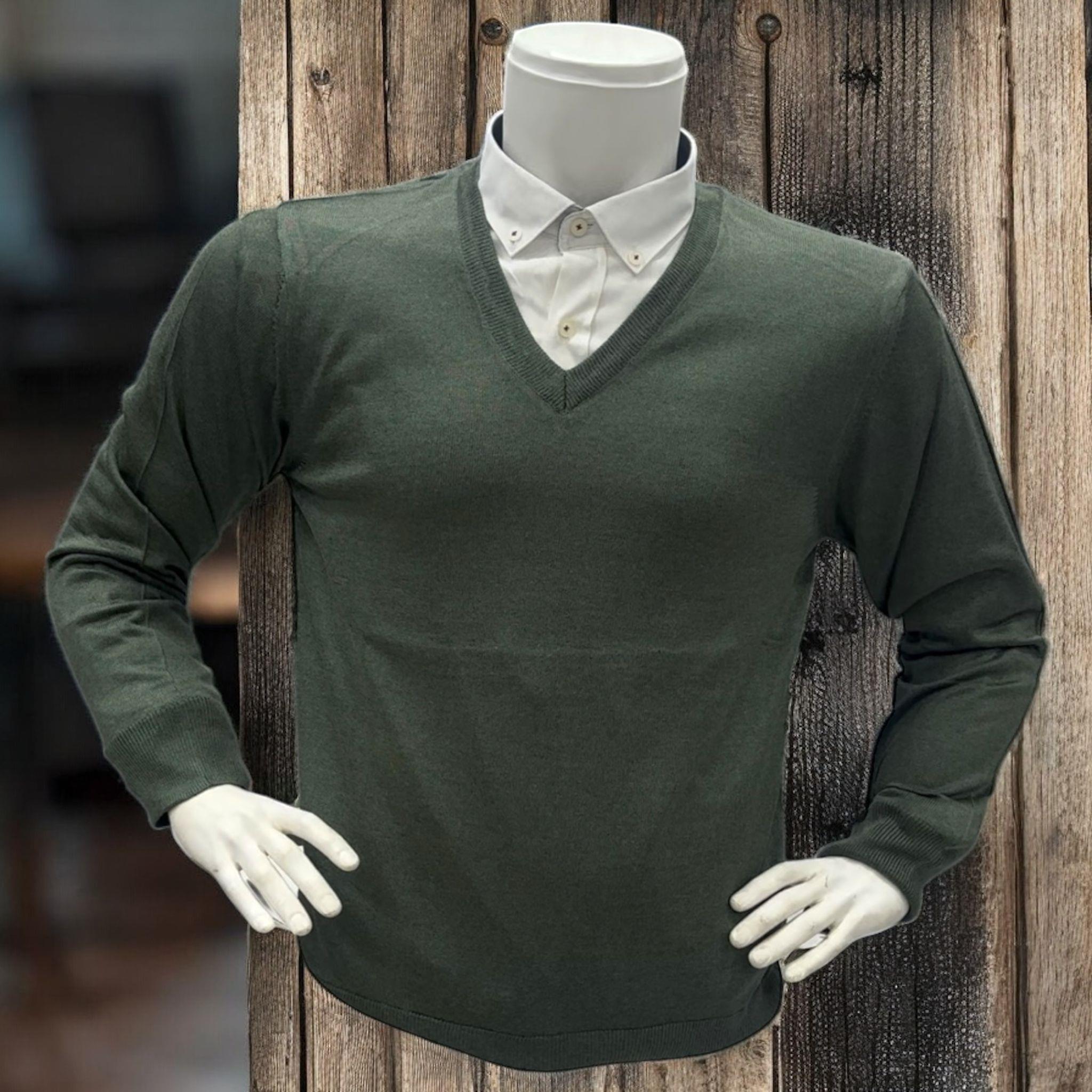 Uzun Kollu Haki V Yaka Kazak (Unisex)