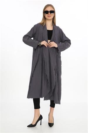 Bohomiyan Uzun Saçaklı Keten Kaftan & Kap