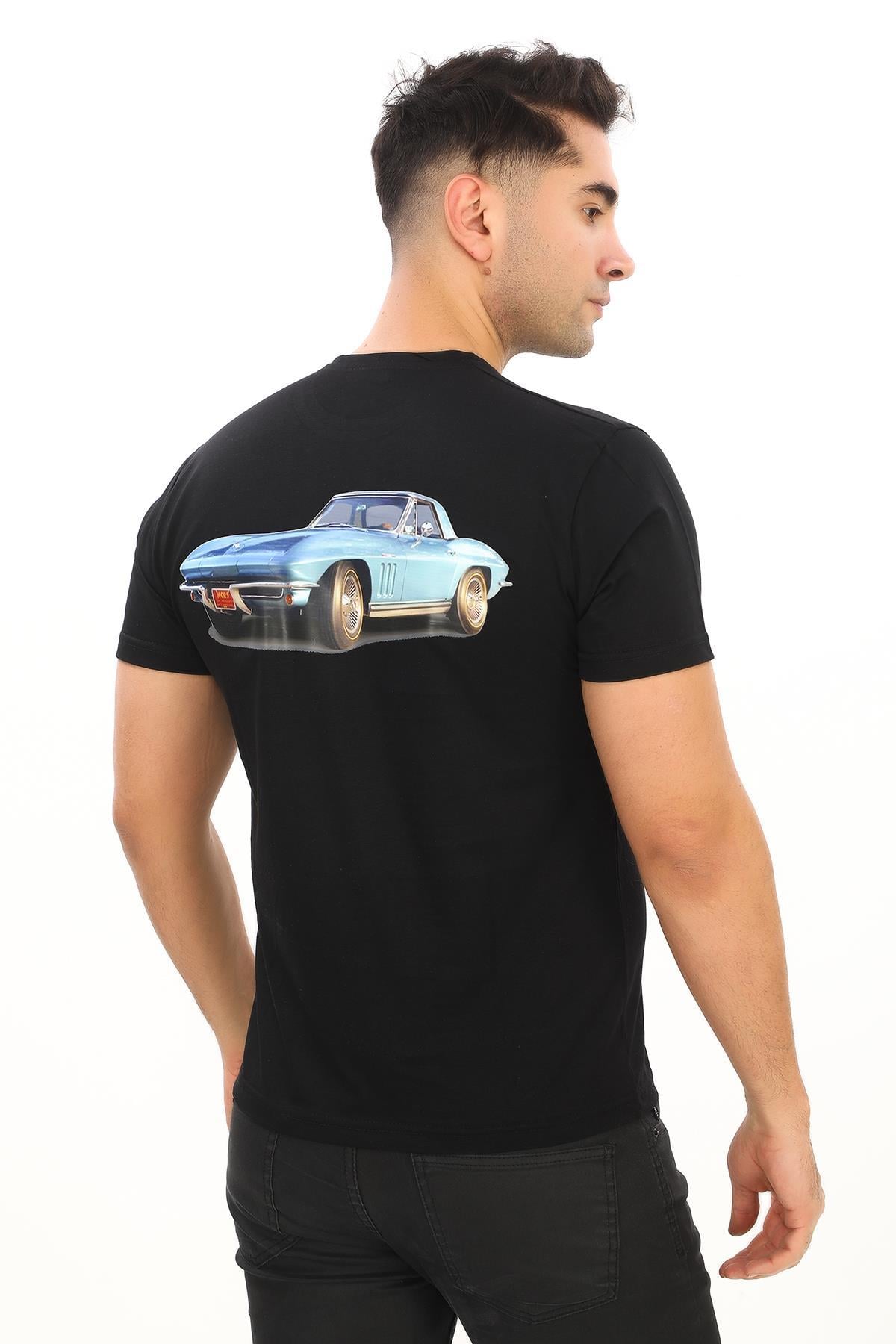 American Classic 1965 Chevrolet Corvette Özel Tasarım Baskılı Beyaz T-Shirt (Slim fit)