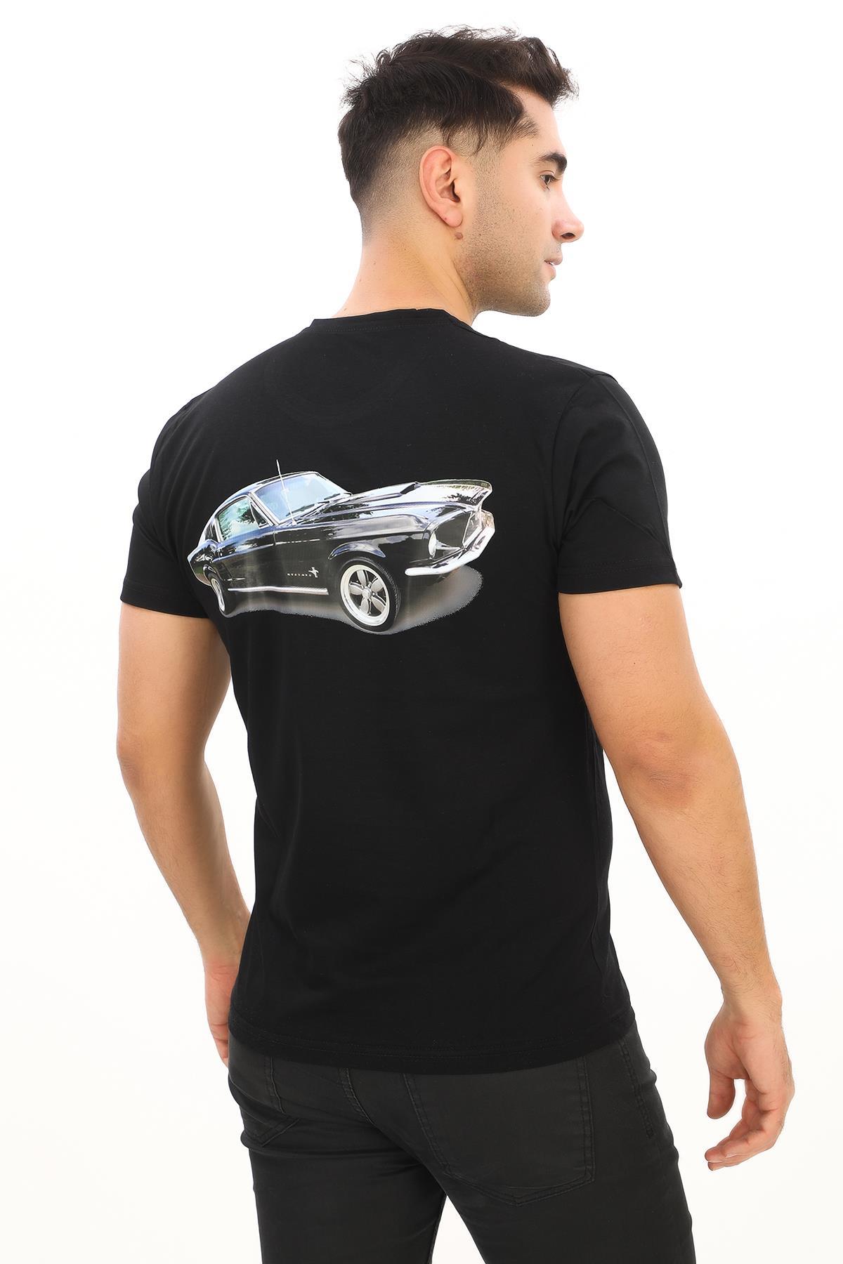 American Classic 1967 Ford Mustang fastback Baskılı Özel Tasarım Siyah T-Shirt (Slim fit)