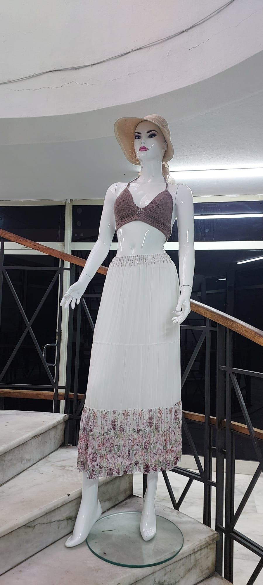 Beli Lastikli Astarlı Uzun Şifon Etek