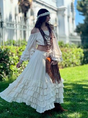 Bohem Stil Gypsy Fırfırlı İspanyol Kol Straplez Bluz- Etek Takım  Listeye Geri Dön