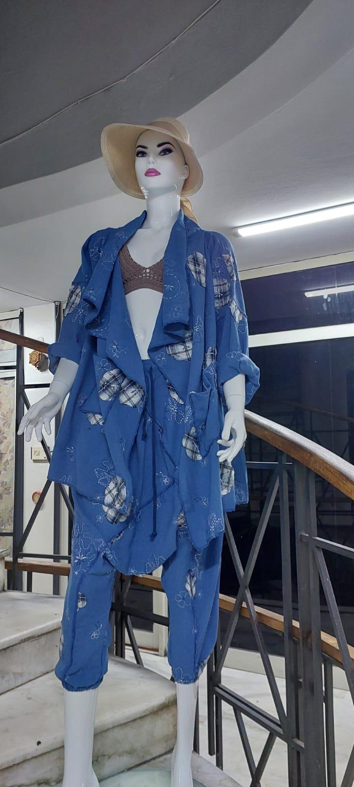 Boho Şalvar Pantolon Asimetrik Ceket Takım