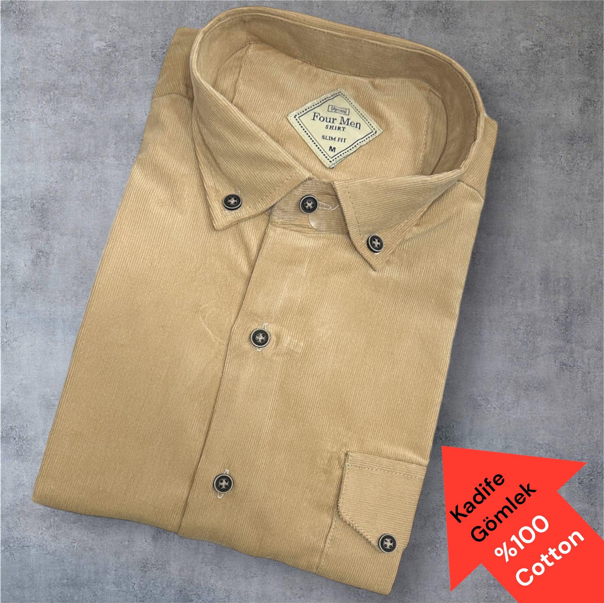 Kadife %100 Cotton Pamuklu Uzun Kollu Terletmeyen Gömlek (Slim Fit Kalıp)