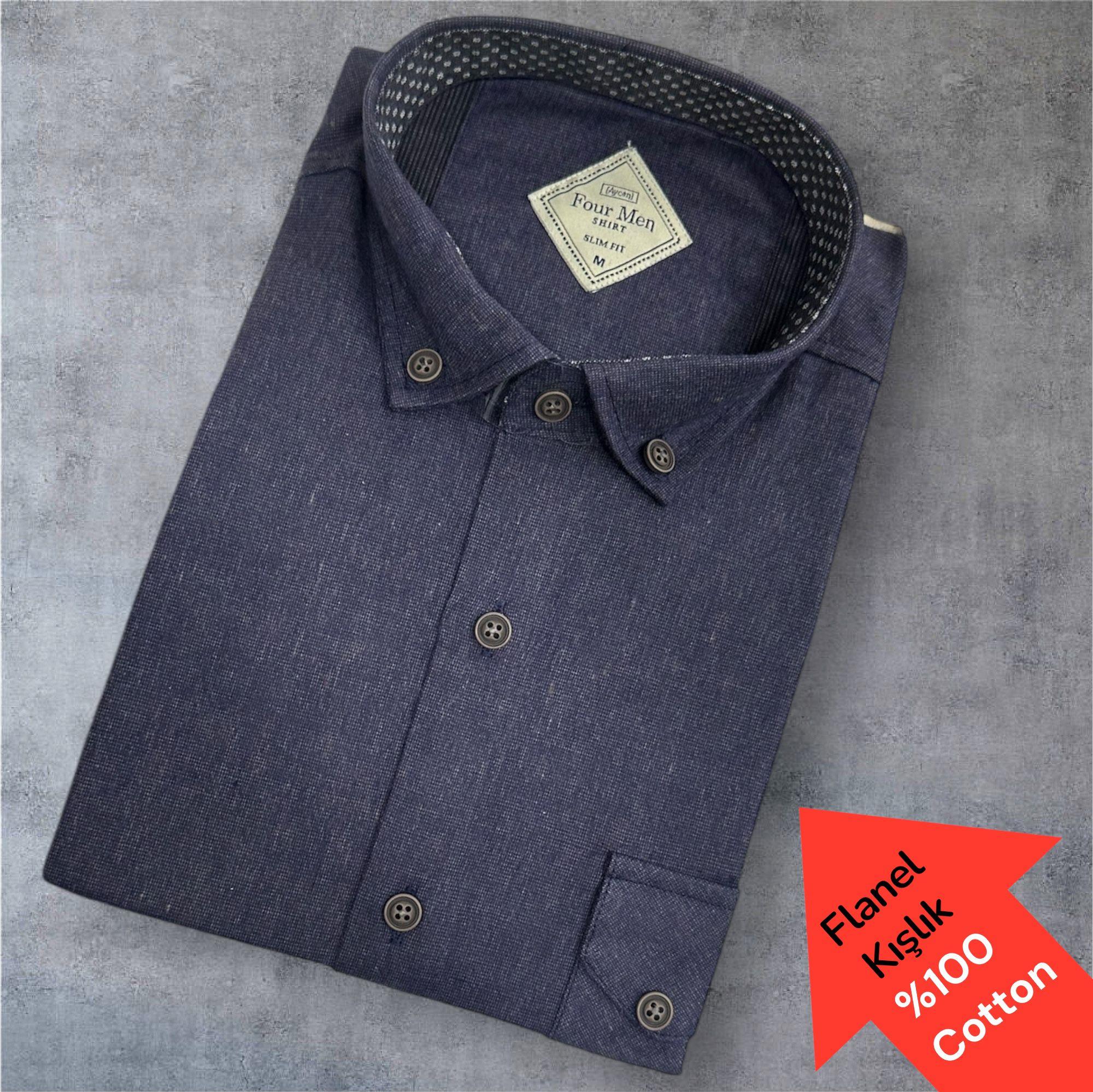 Kadife %100 Cotton Pamuklu Uzun Kollu Terletmeyen Gömlek (Slim Fit Kalıp)