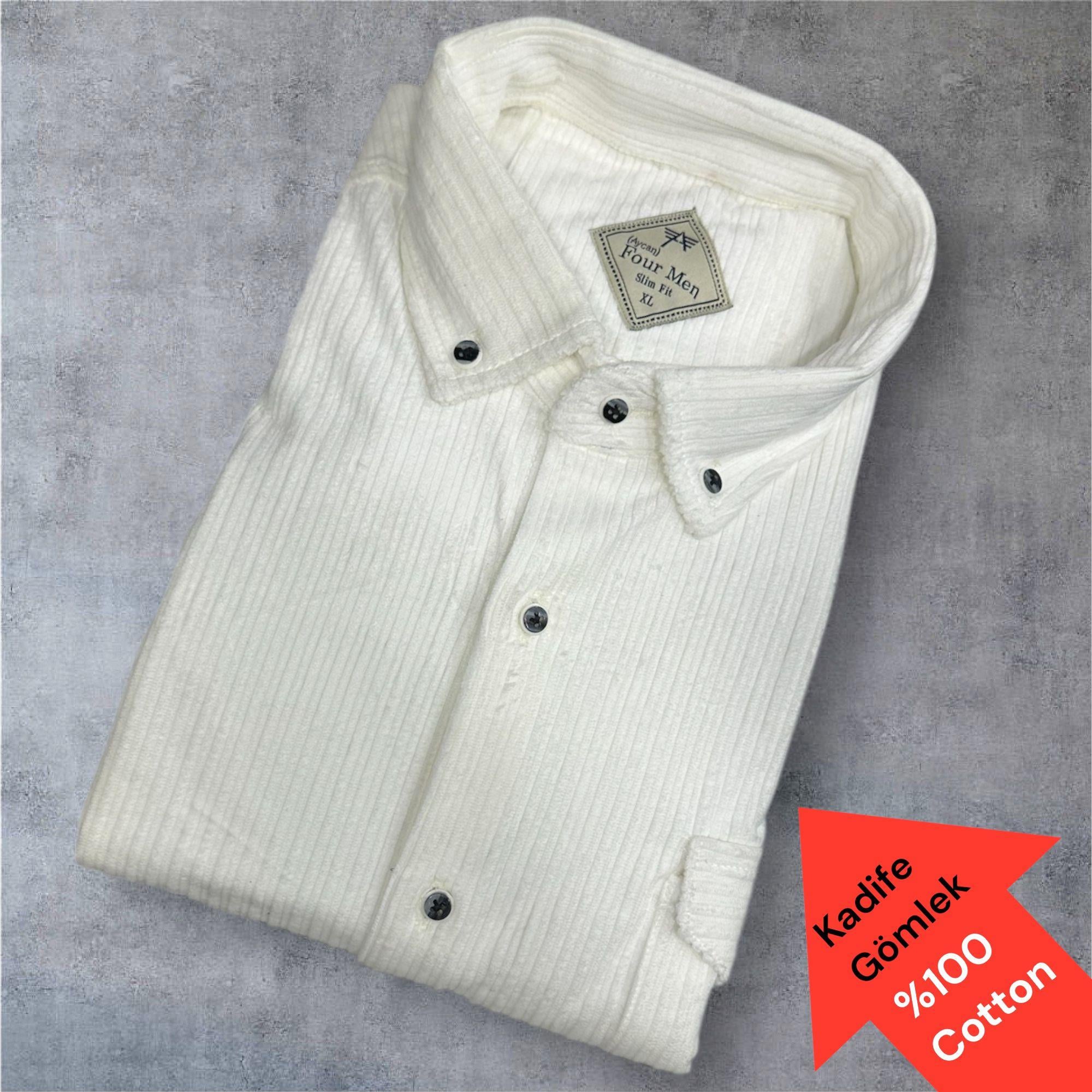 Kadife %100 Cotton Pamuklu Uzun Kollu Terletmeyen Gömlek (Slim Fit Kalıp)