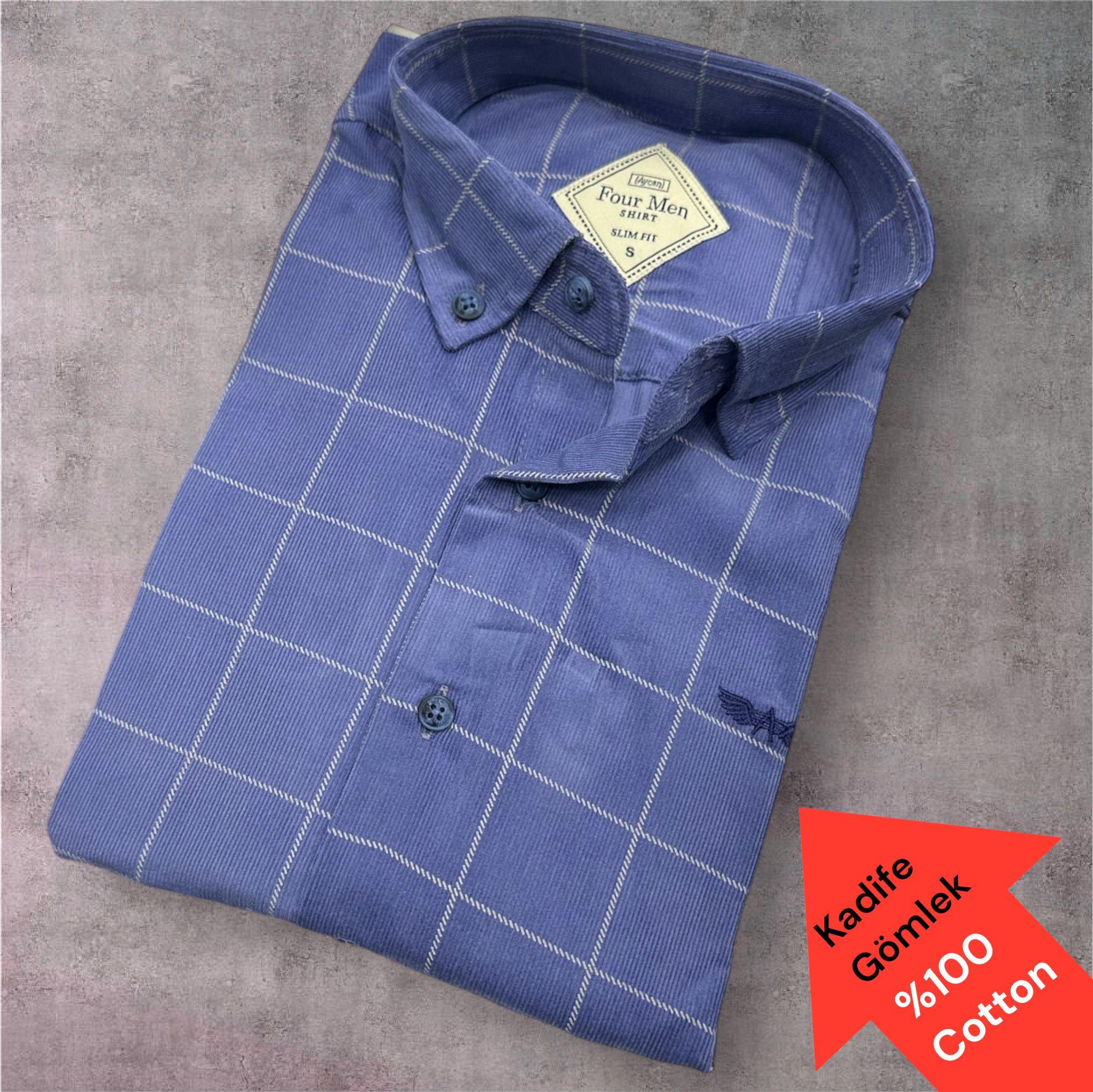 Kadife Kadife %100 Cotton Pamuklu Uzun Kollu Terletmeyen Gömlek (Slim Fit Kalıp)