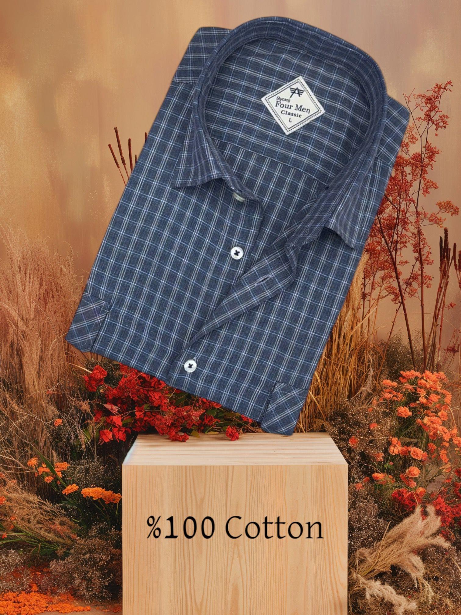 Kışlık Pamuklu Kapaklı Çift Cepli  Uzun Kollu Erkek Oduncu Gömlek (Regular Kalıp)