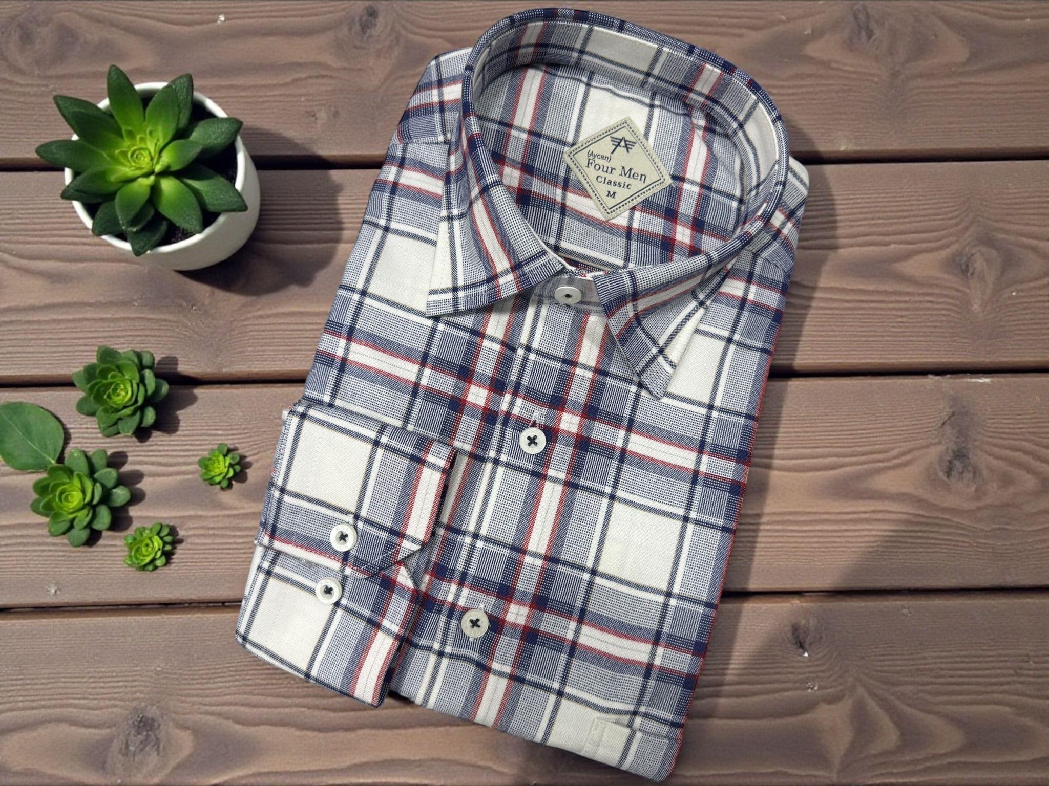 Klasik %100 Cotton Pamuklu Uzun Kollu Terletmeyen Ekose Gömlek (Regular Kalıp)