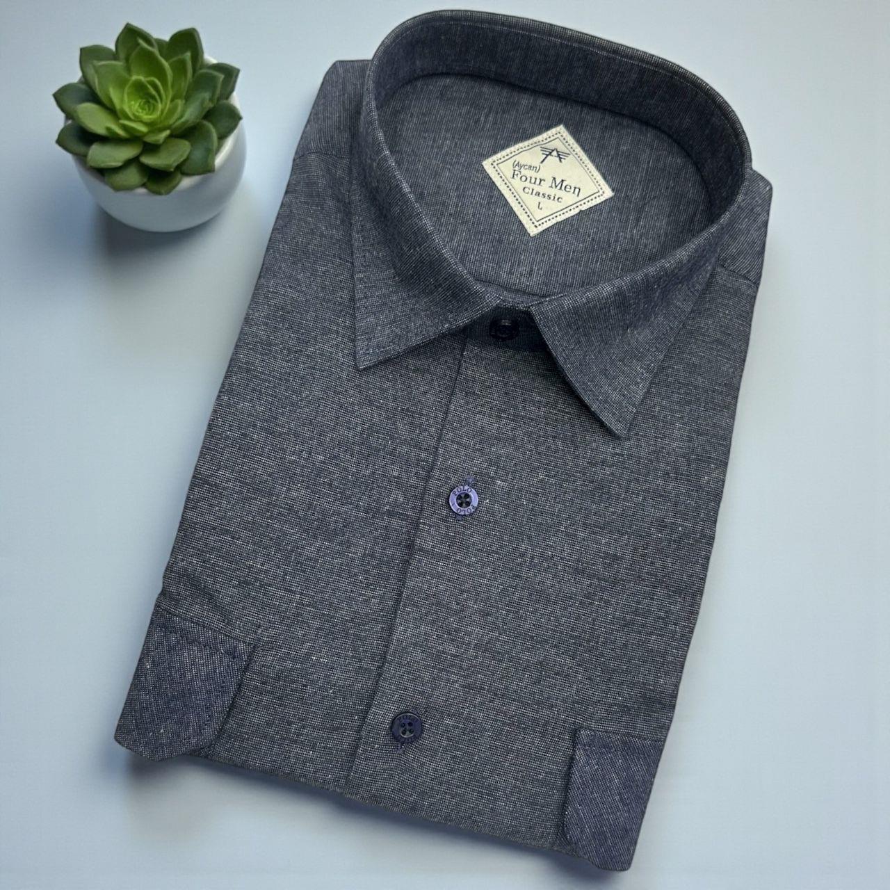 Klasik %100 Cotton Uzun Kollu Terletmeyen Kışlık Flanel Terletmeyen Gömlek (Regular Kalıp)