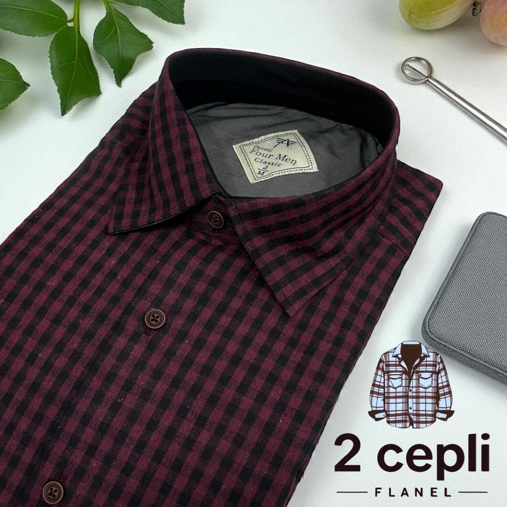 Klasik %100 Cotton Uzun Kollu Terletmeyen Kışlık Flanel Terletmeyen Gömlek (Regular Kalıp)
