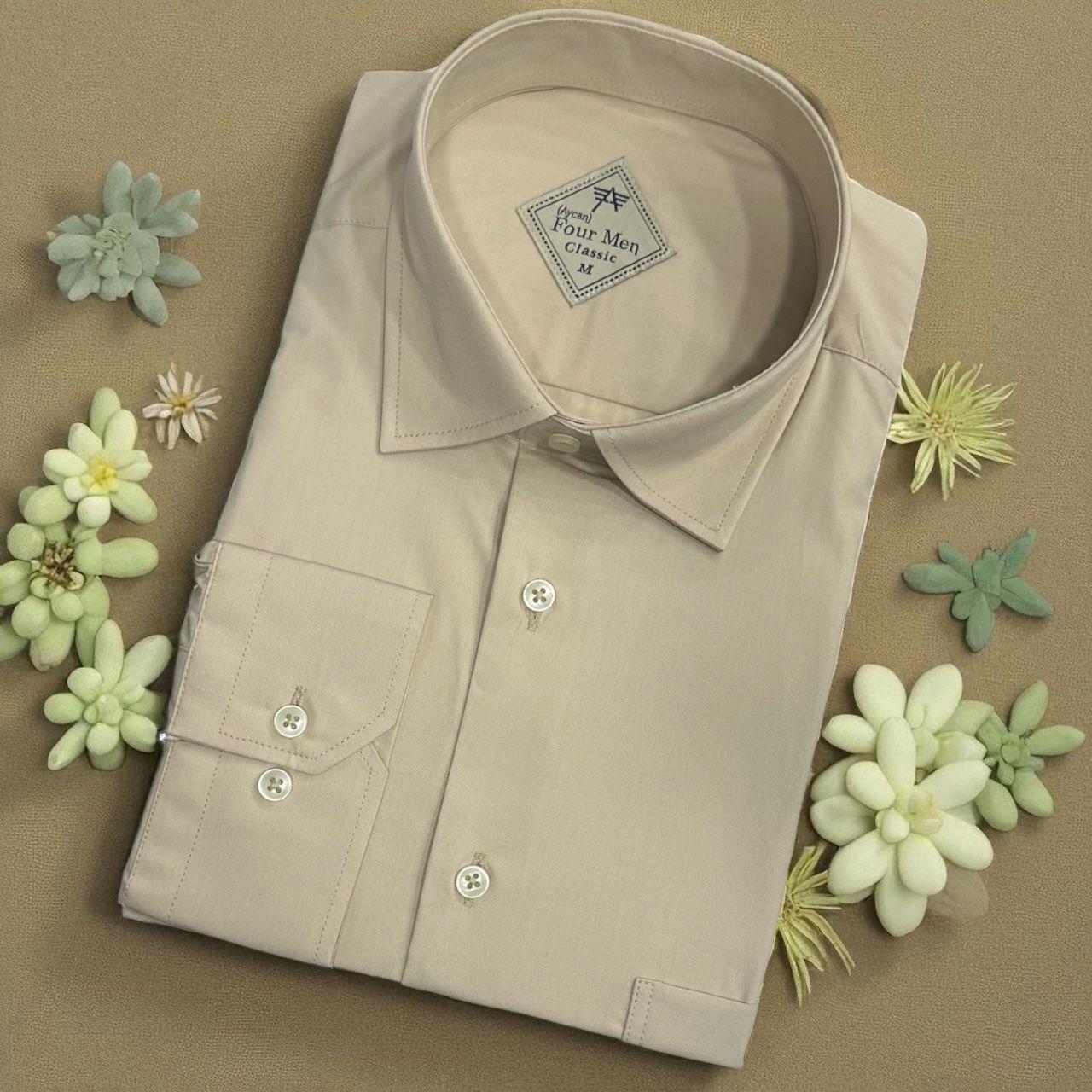 Klasik %100 Cotton Uzun Kollu Terletmeyen Kışlık Flanel Kumaş  Camel Gömlek (Regular Kalıp)