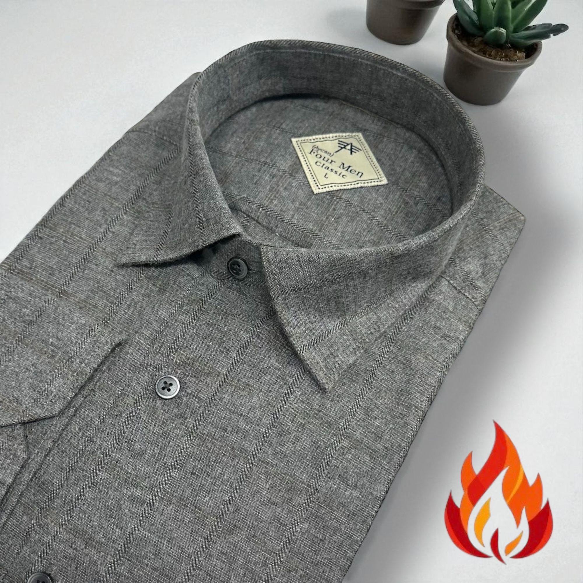 Klasik %100 Cotton Uzun Kollu Terletmeyen Kışlık Flanel Terletmeyen Tek Cepli Gömlek (Regular Kalıp)
