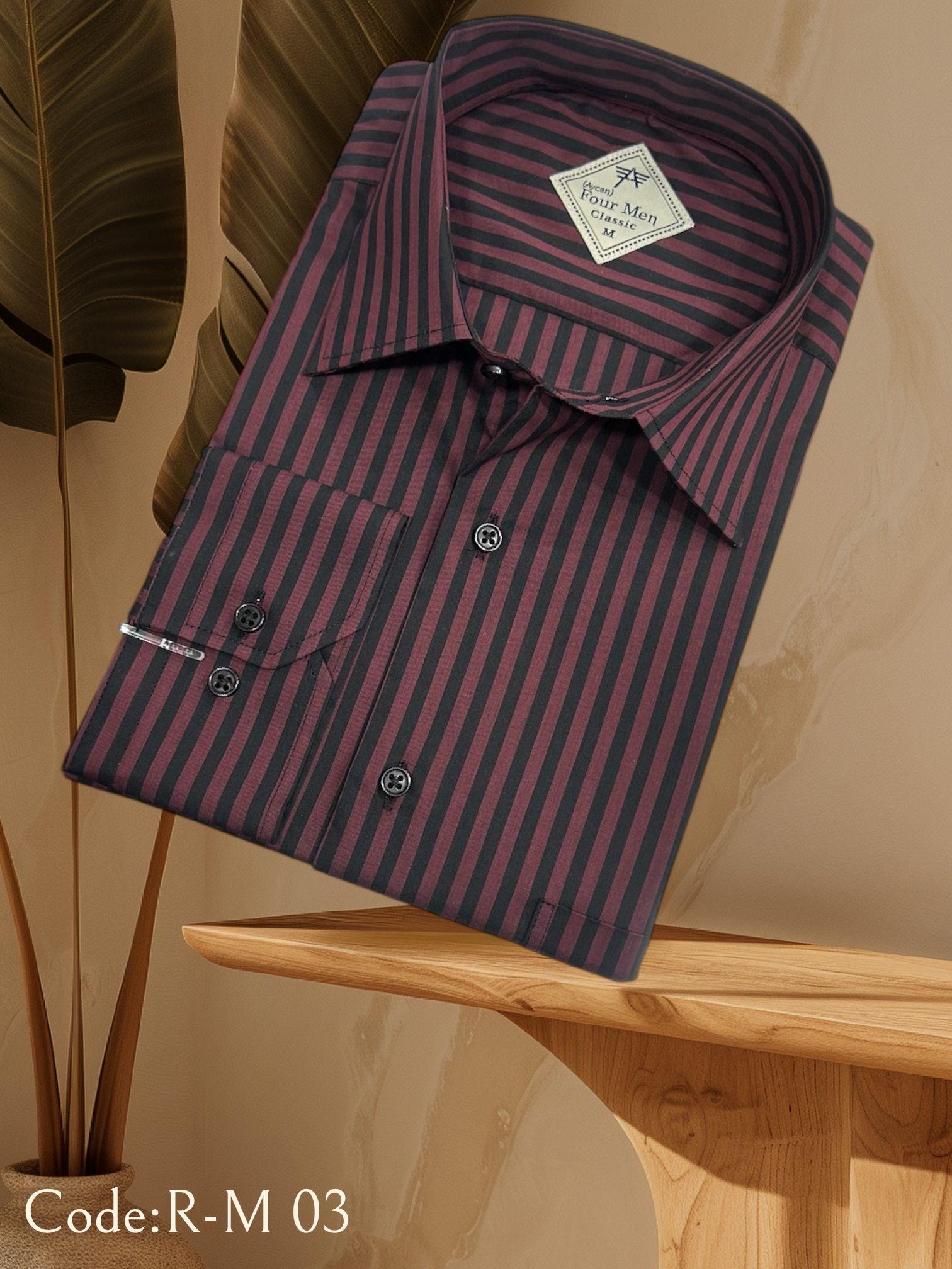 Klasik %100 Cotton Uzun Kollu Terletmeyen Kışlık Flanel 2 Çizgili Süler Gömlek (Regular Kalıp)