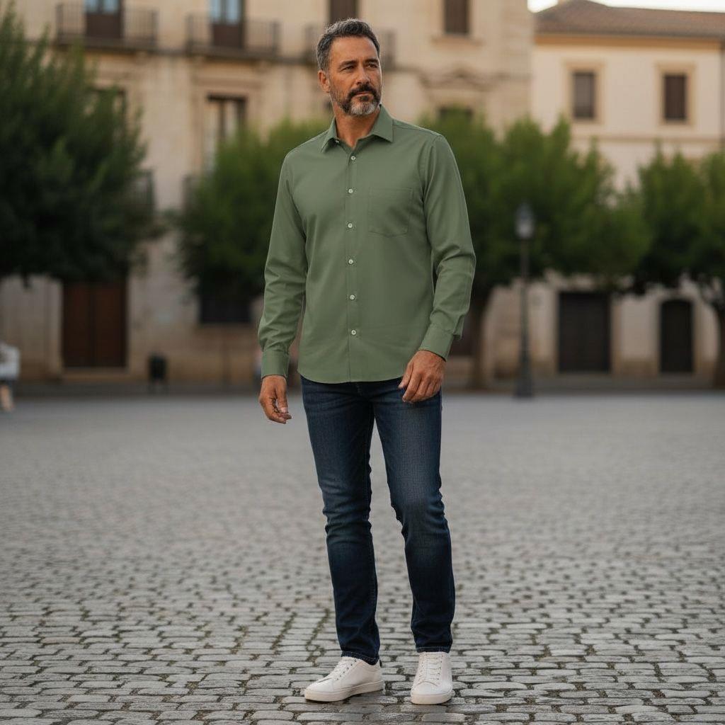 Klasik %100 Cotton Uzun Kollu Terletmeyen 4 Mevsim Gömlek (Regular Kalıp)
