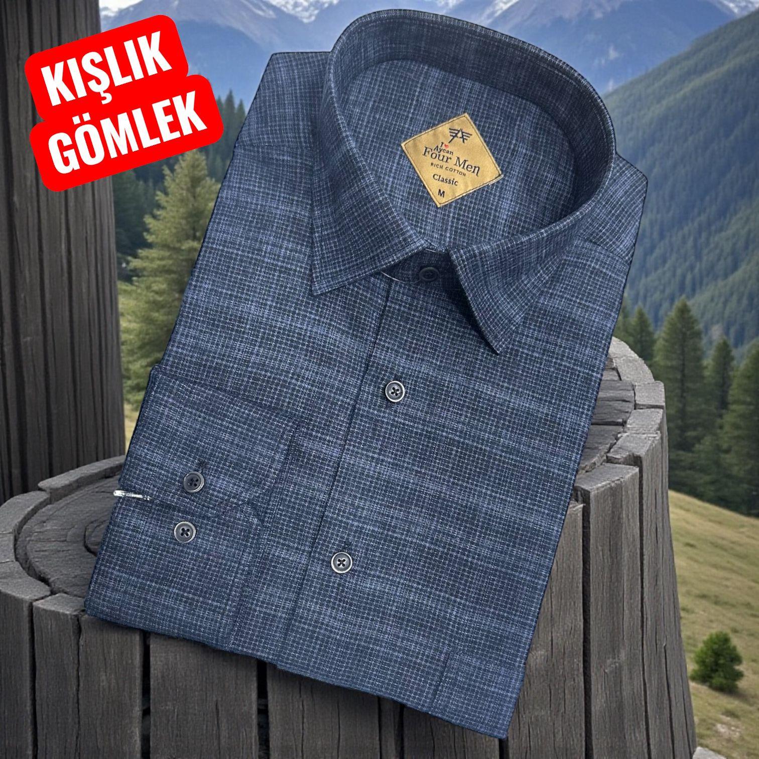 Klasik %100 Cotton Uzun Kollu Terletmeyen Kışlık Flanel Gömlek (Regular Kalıp)