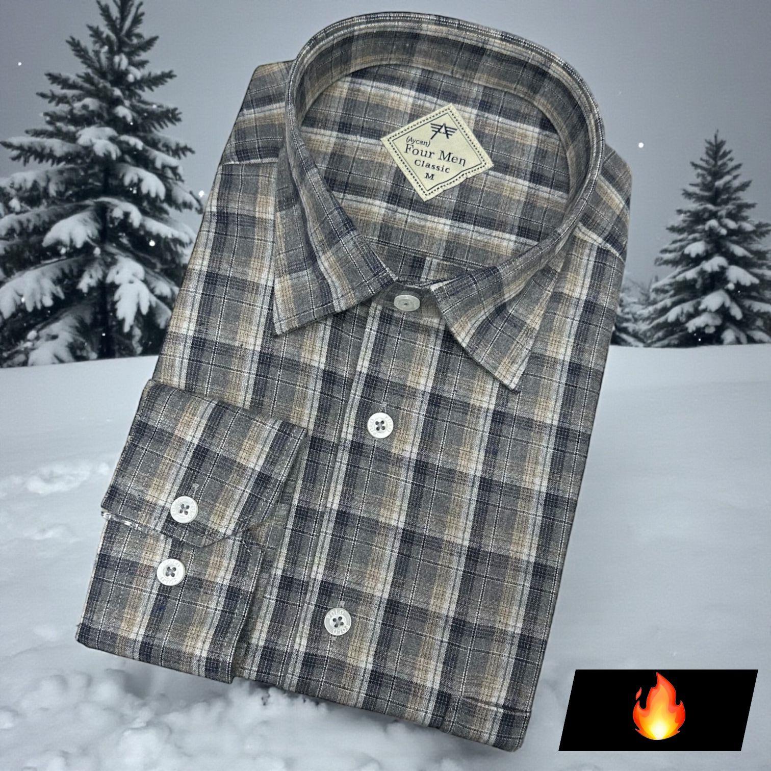 Klasik %100 Cotton Uzun Kollu Terletmeyen Kışlık Flanel Gömlek (Regular Kalıp)