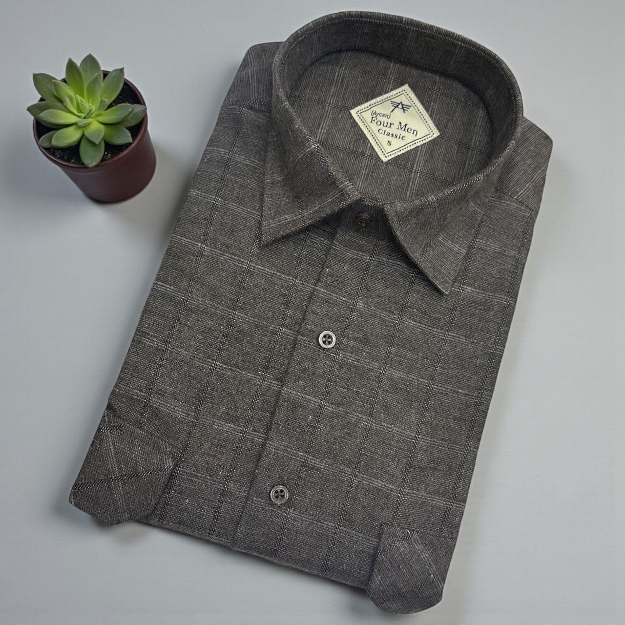 Klasik %100 Cotton Uzun Kollu Terletmeyen Kışlık Flanel Terletmeyen Gömlek (Regular Kalıp)