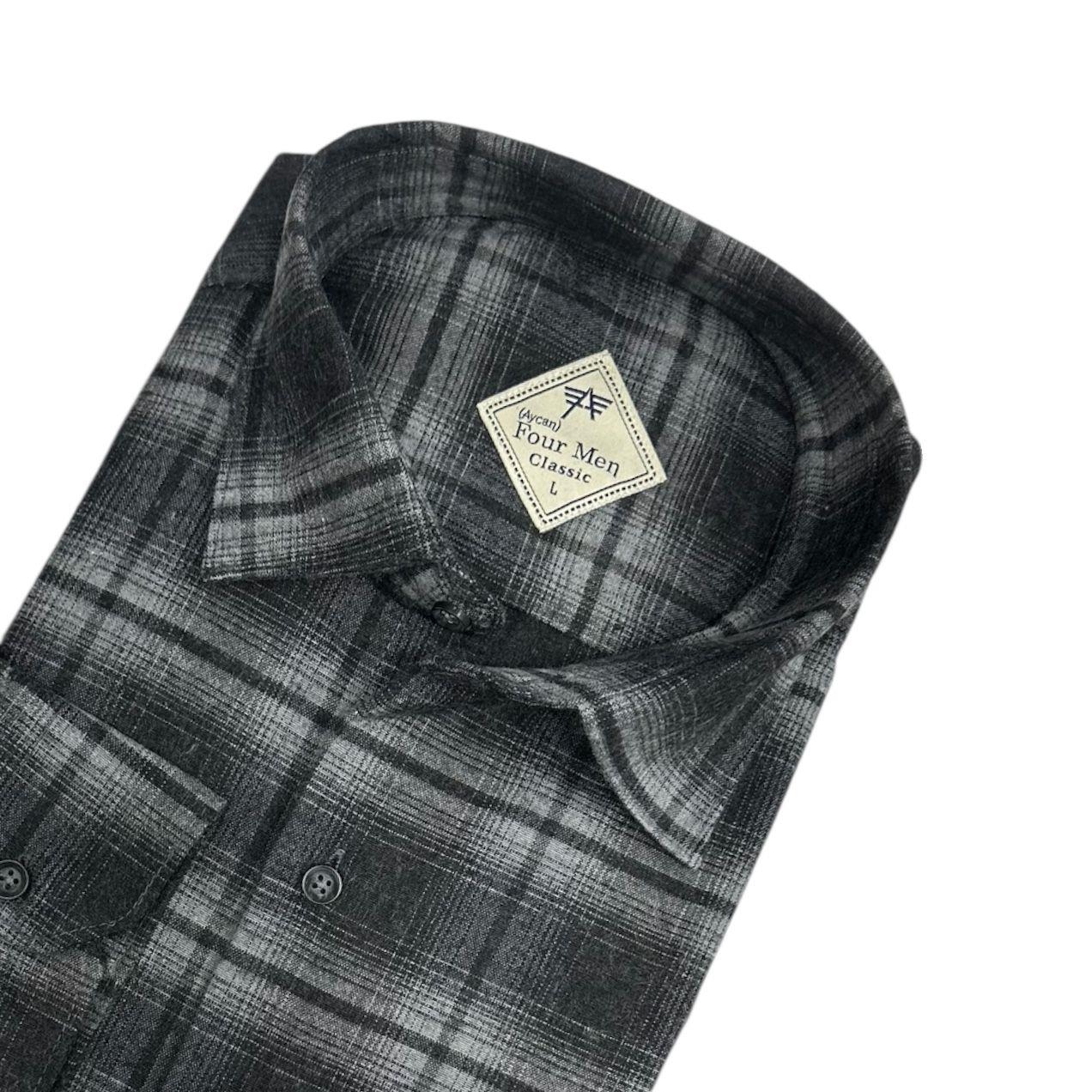 Klasik %100 Cotton Uzun Kollu Terletmeyen Kışlık Flanel Kumaş Kahverengi Gömlek (Regular Kalıp)