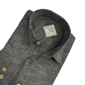 Klasik %100 Cotton Uzun Kollu Terletmeyen Kışlık Flanel Kumaş Koyu Gri Gömlek (Slim Fit)