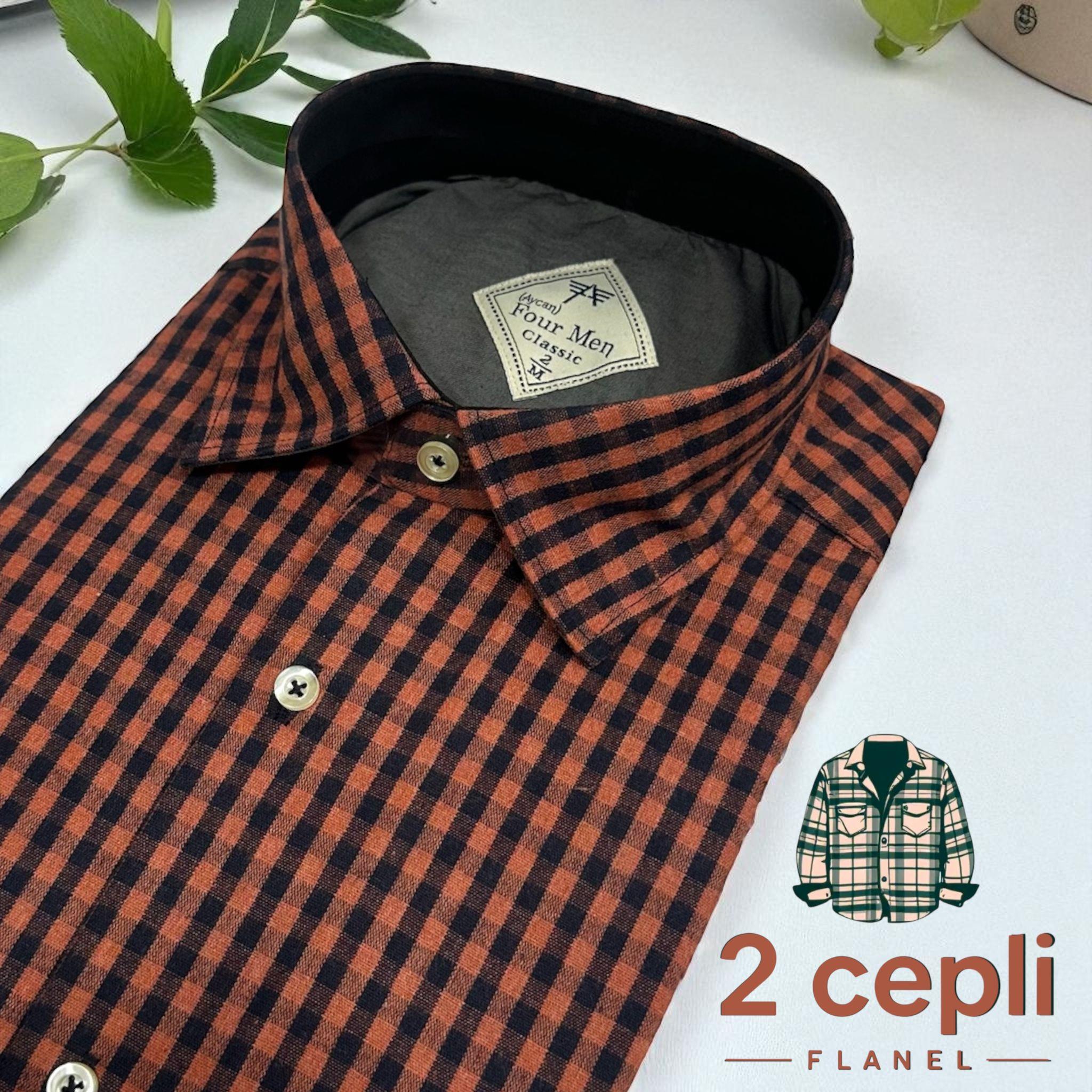 Klasik %100 Cotton Uzun Kollu Terletmeyen Kışlık Flanel Terletmeyen Gömlek (Regular Kalıp)