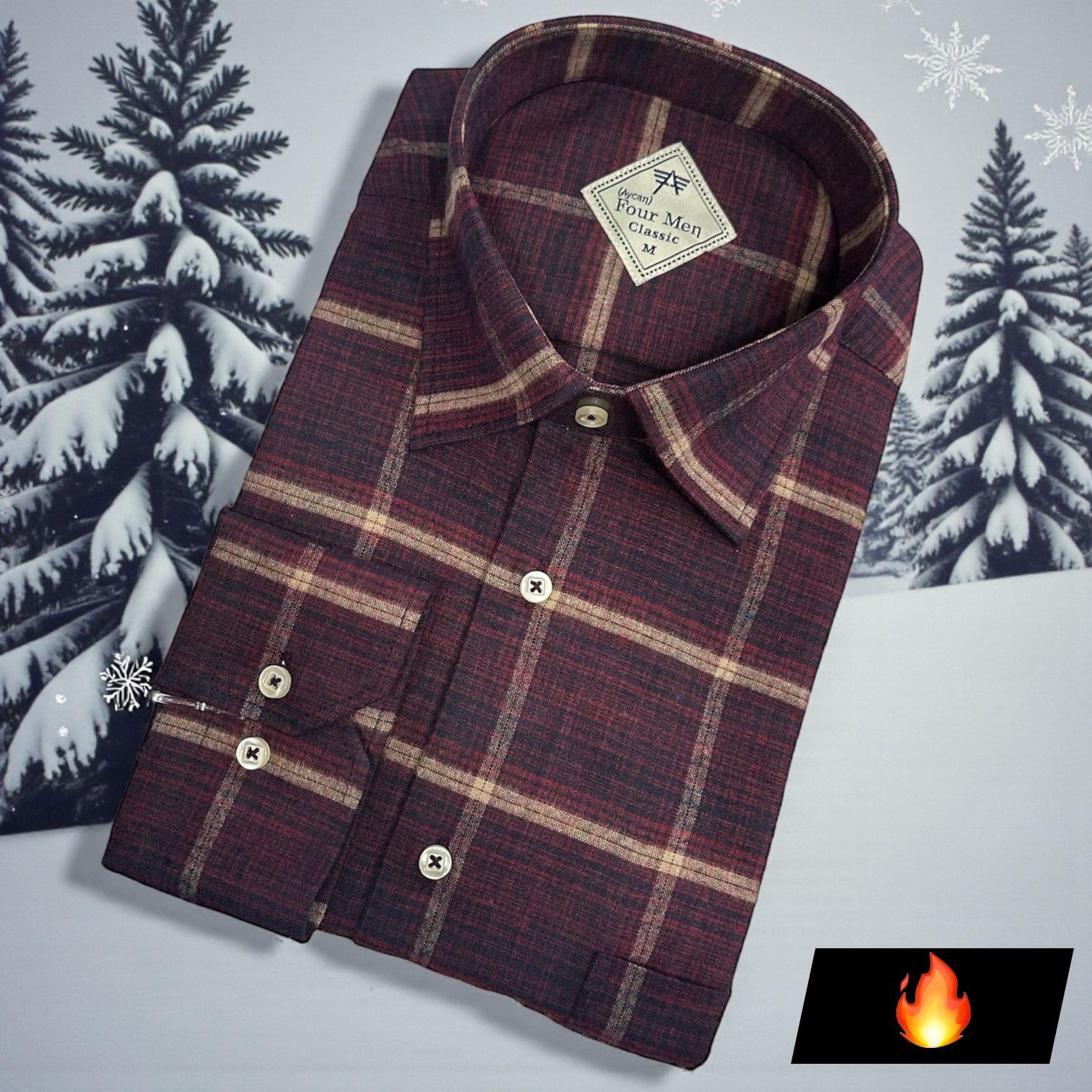 Klasik %100 Cotton Uzun Kollu Terletmeyen Kışlık Flanel Gömlek (Regular Kalıp)