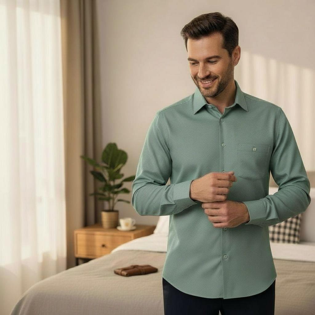 Klasik %100 Cotton Uzun Kollu Terletmeyen 4 Mevsim Gömlek (Regular Kalıp)