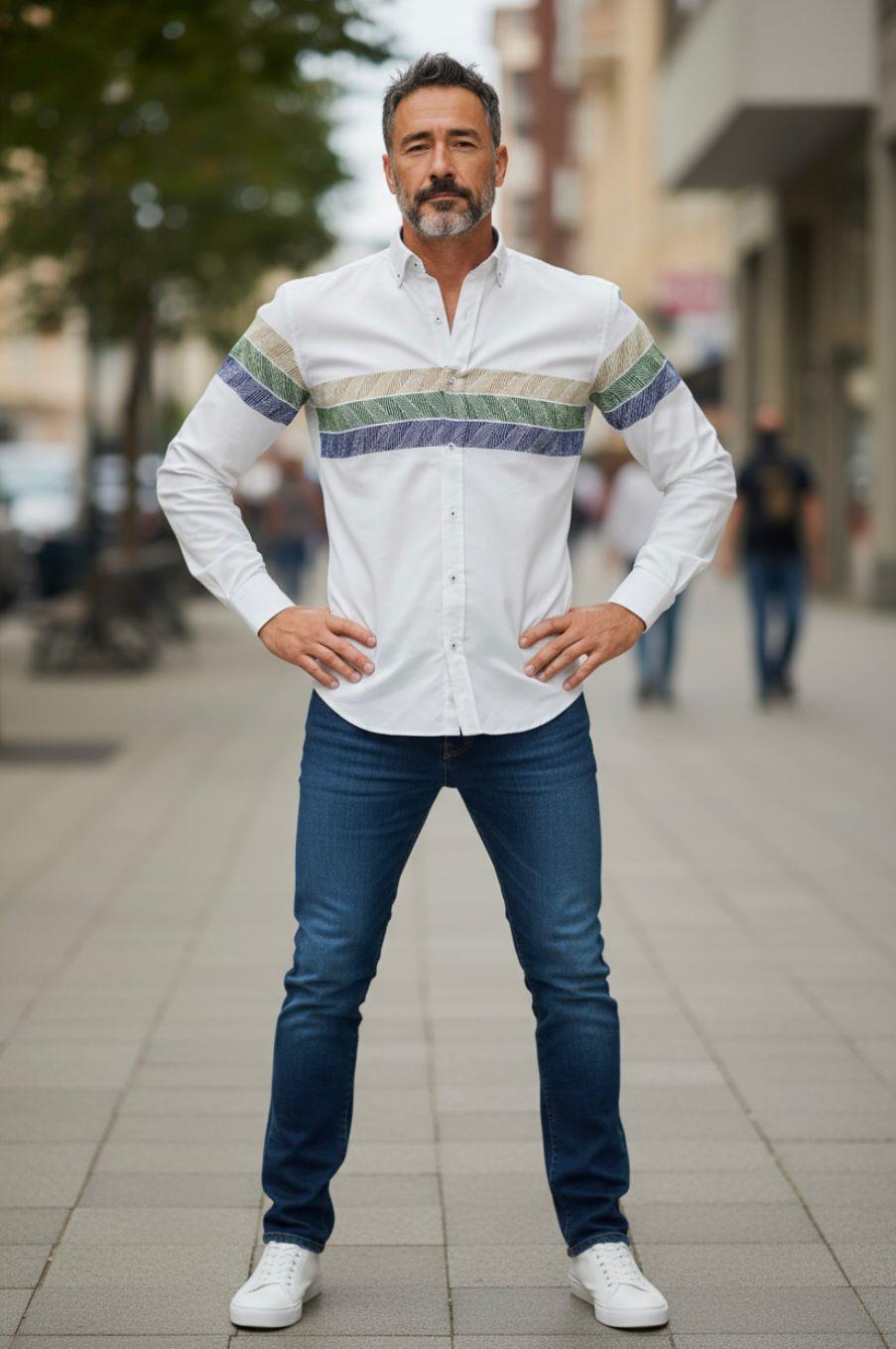 Klasik %100 Cotton Uzun Kollu Terletmeyen Kışlık Flanel Kumaş 3 Renkli Çizgili Gömlek (Regular Kalıp)